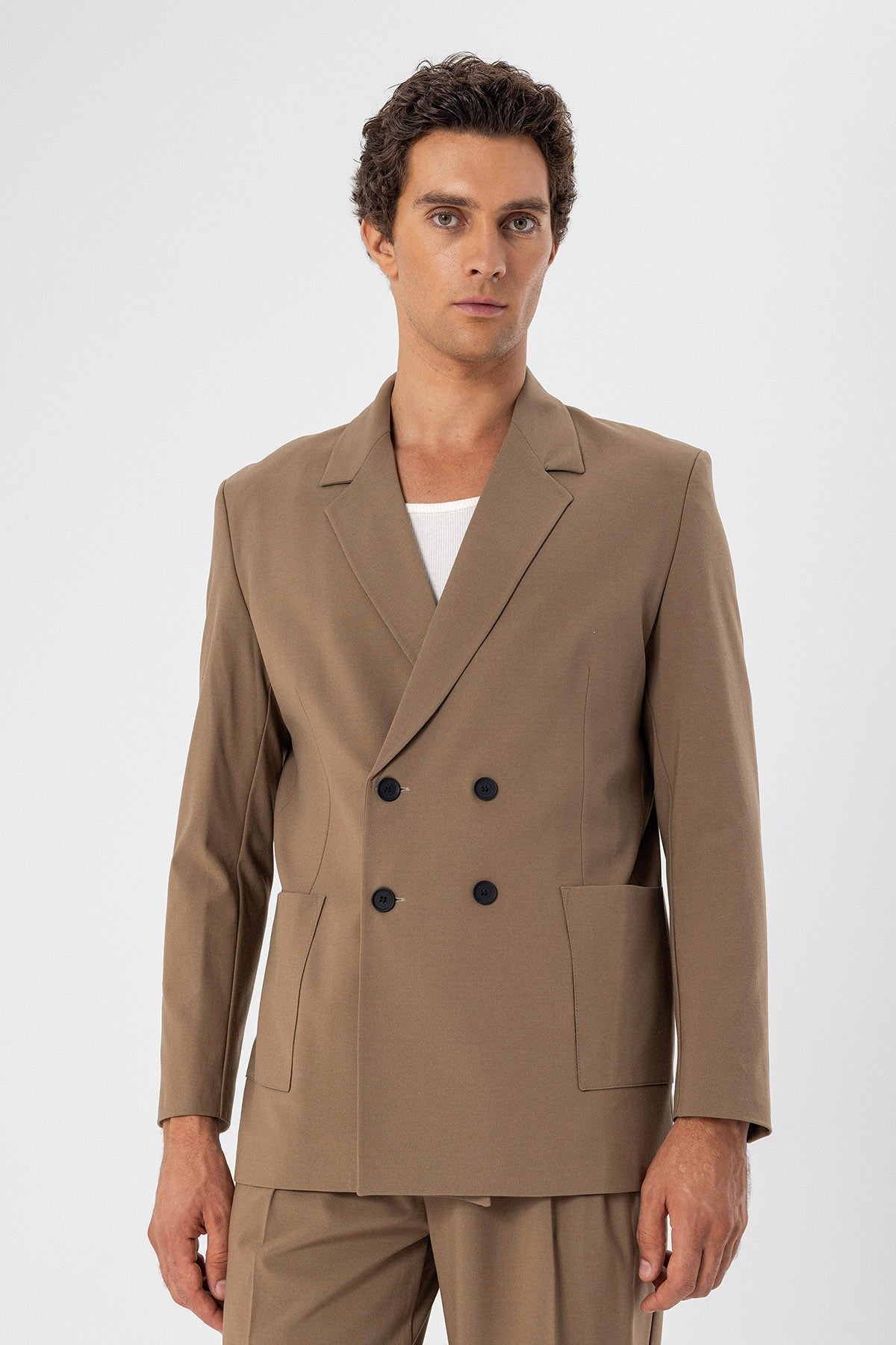 Antioch Men's Double-Breasted Blazer with Side Pockets