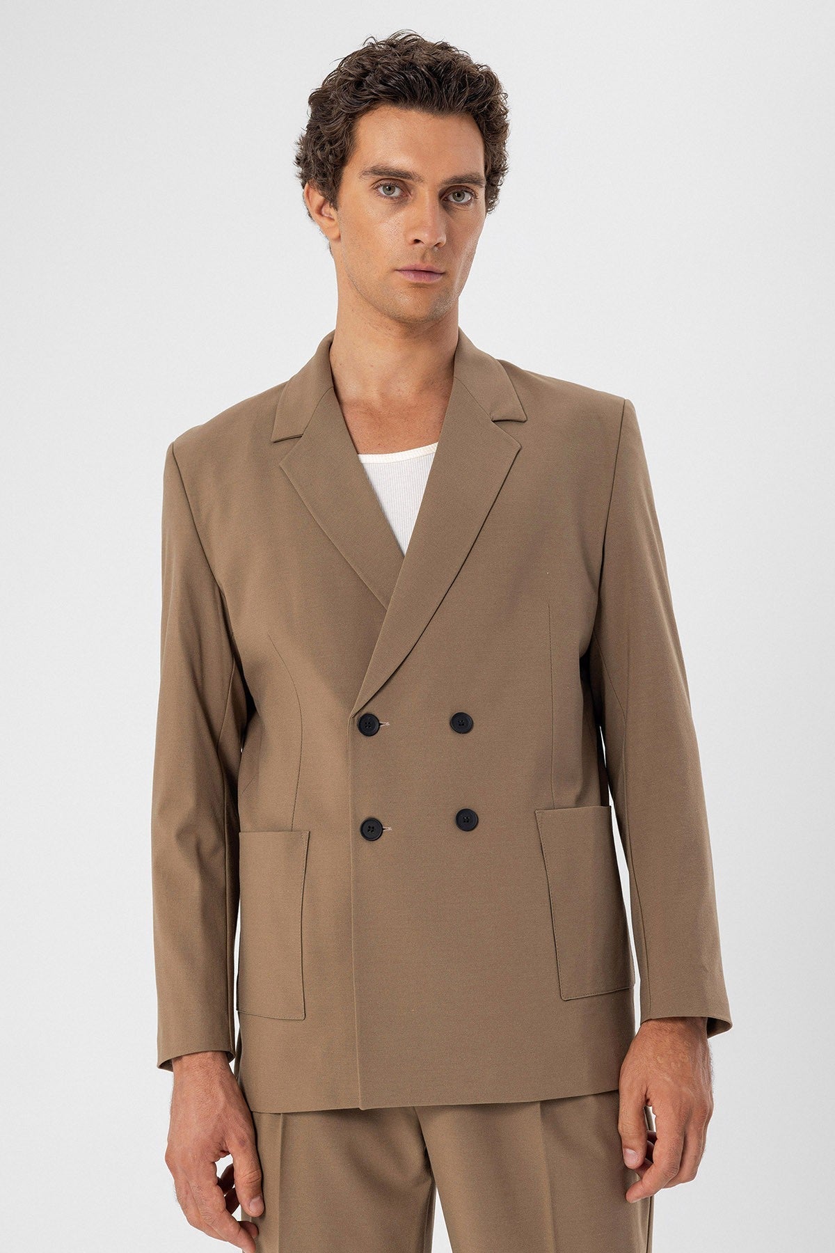 Antioch Men's Double-Breasted Blazer with Side Pockets