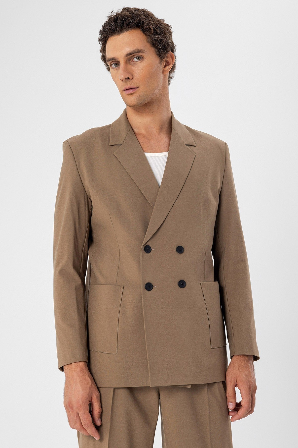 Antioch Men's Double-Breasted Blazer with Side Pockets