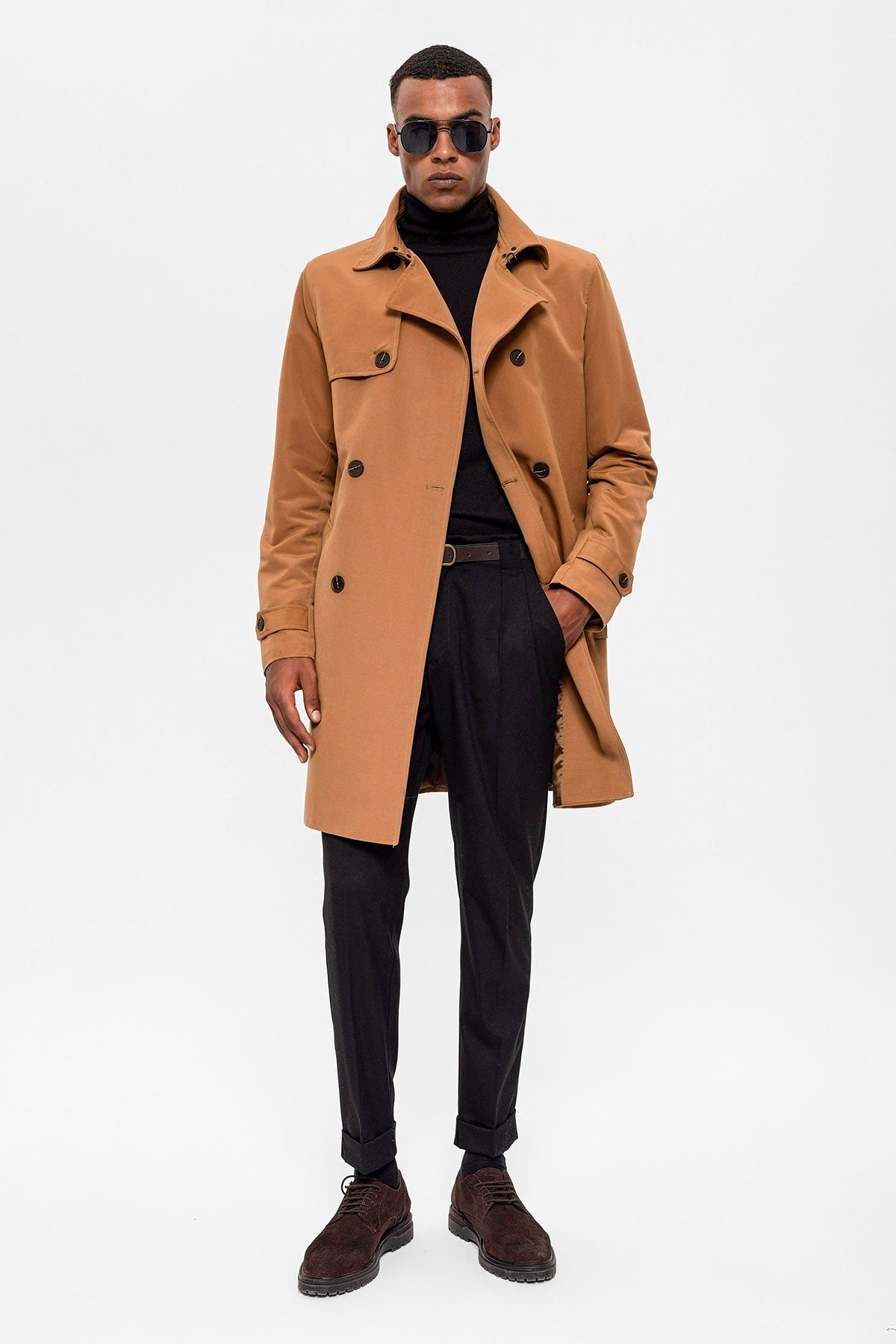 Antioch Belted Double-Breasted Trench Coat