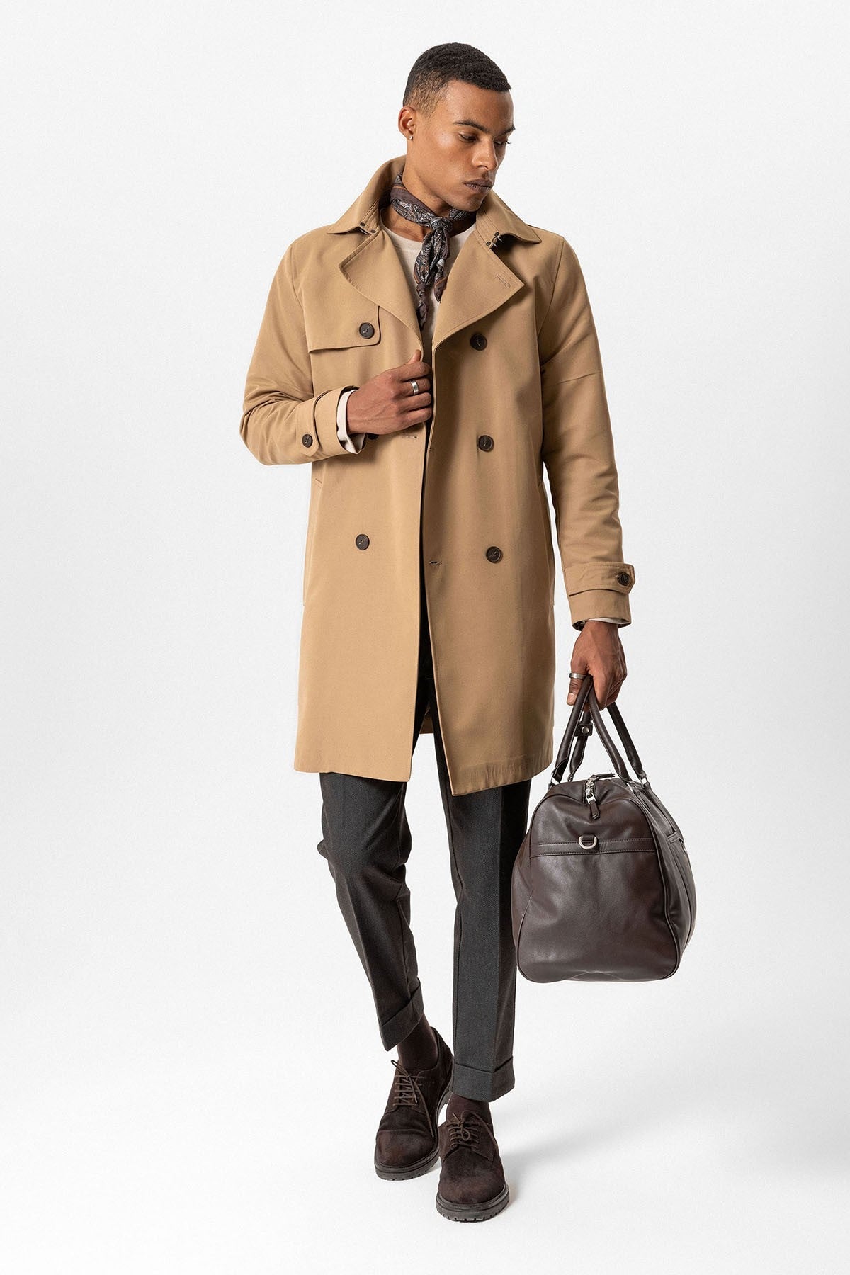 Antioch Belted Double-Breasted Trench Coat