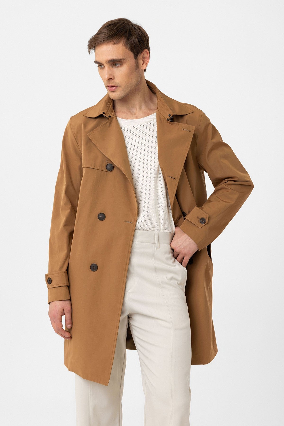 Antioch Belted Double-Breasted Trench Coat