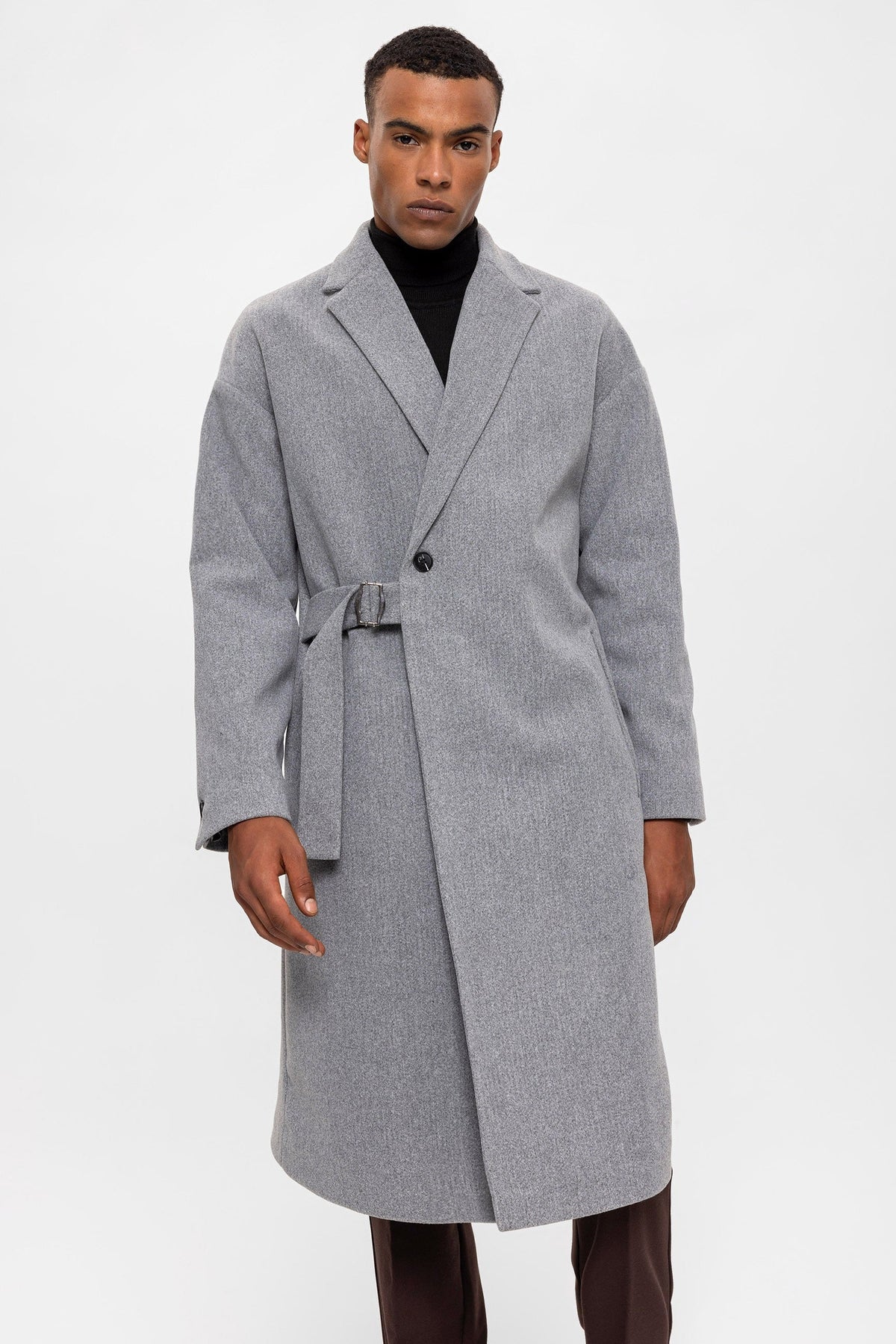 Oversized Men's Coat with a Belt