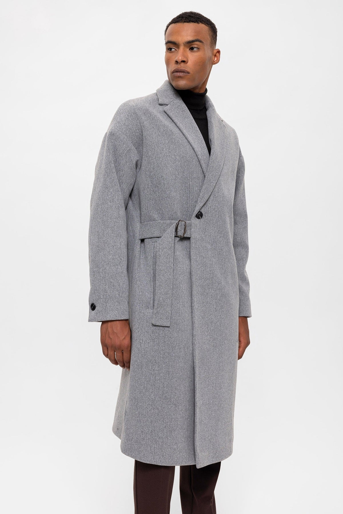 Oversized Men's Coat with a Belt