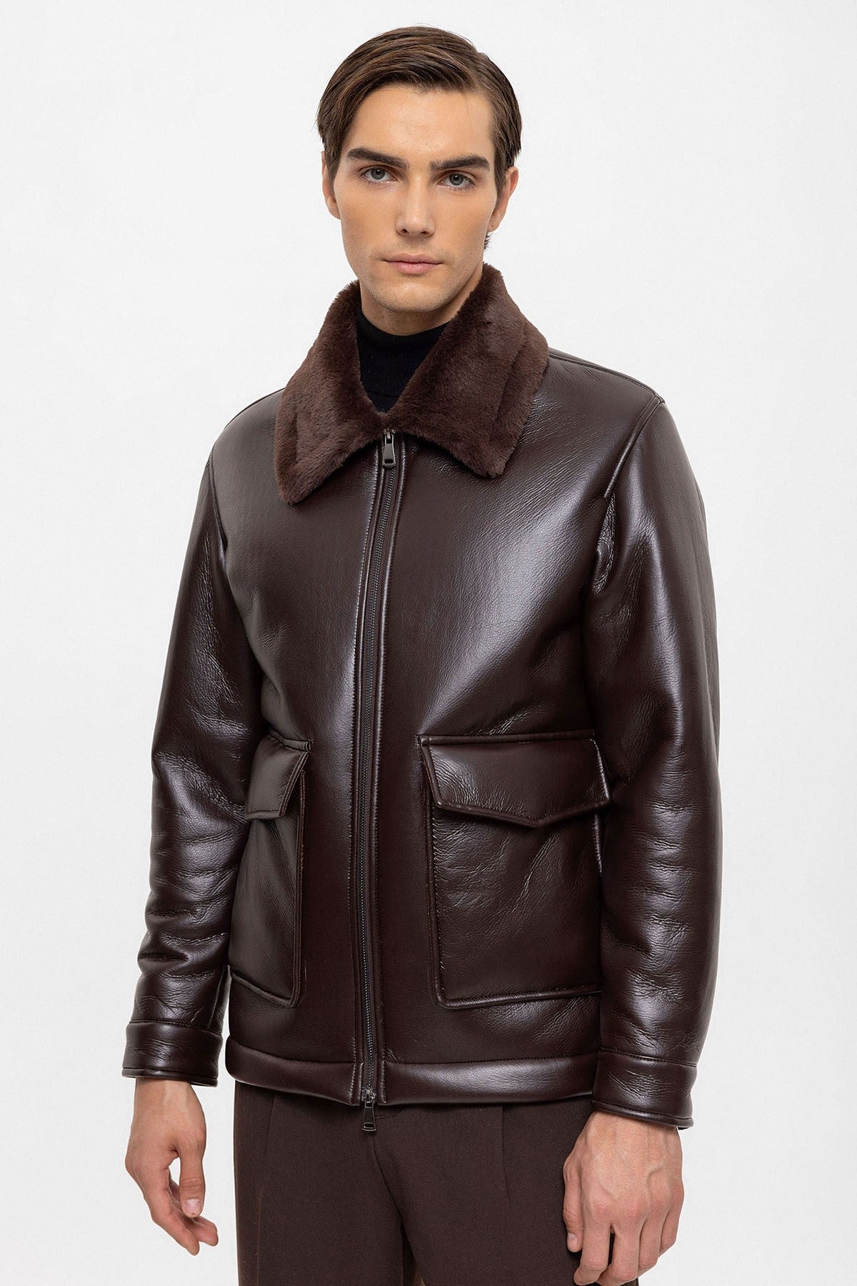 Antioch Astar Detailed Faux Leather Jacket