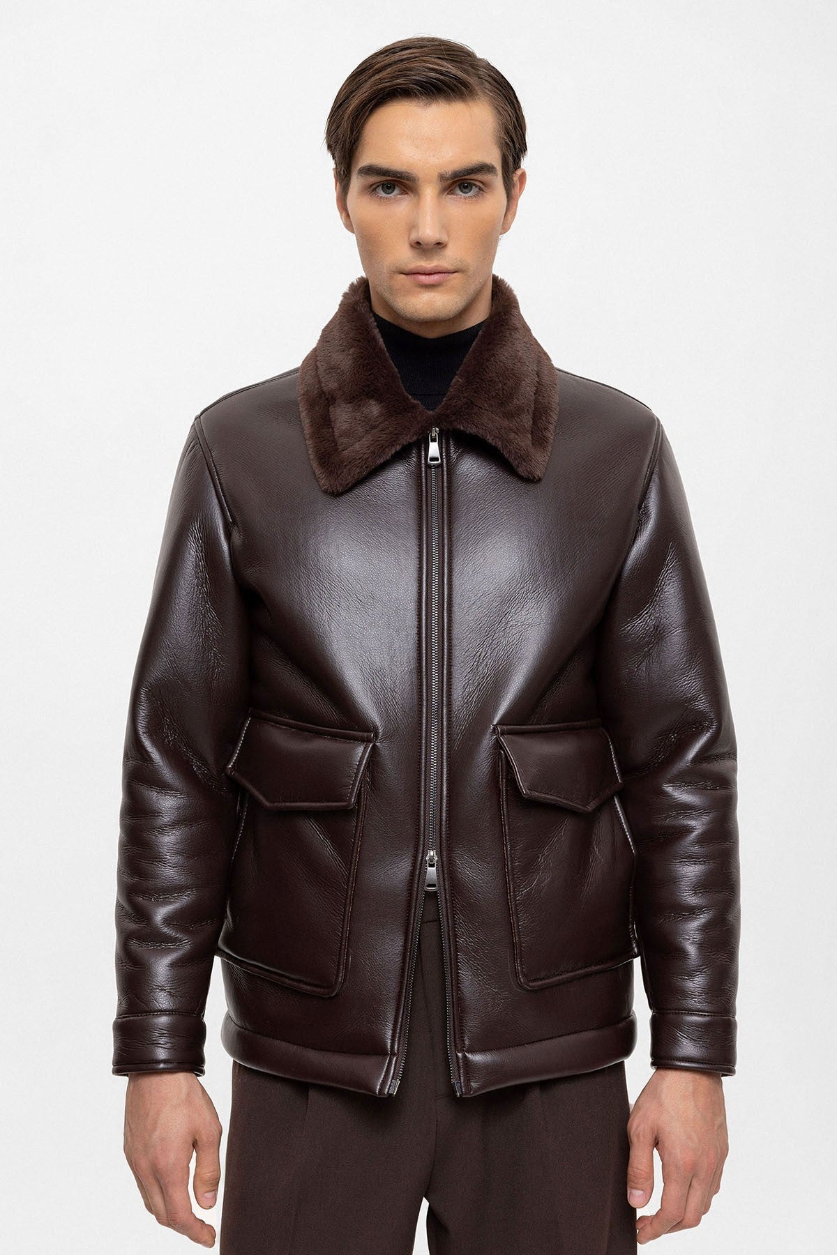 Antioch Astar Detailed Faux Leather Jacket