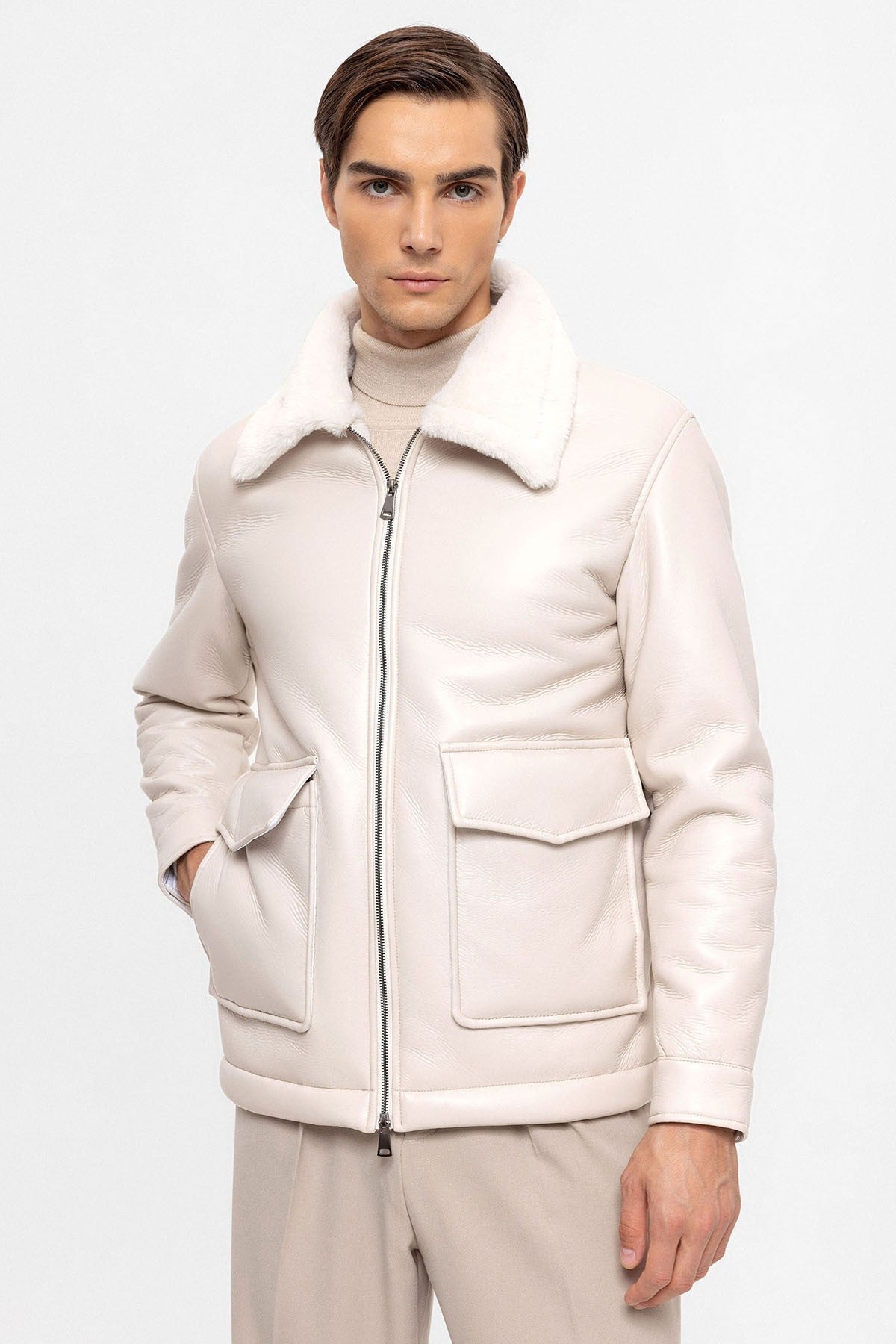 Antioch Astar Detailed Faux Leather Jacket
