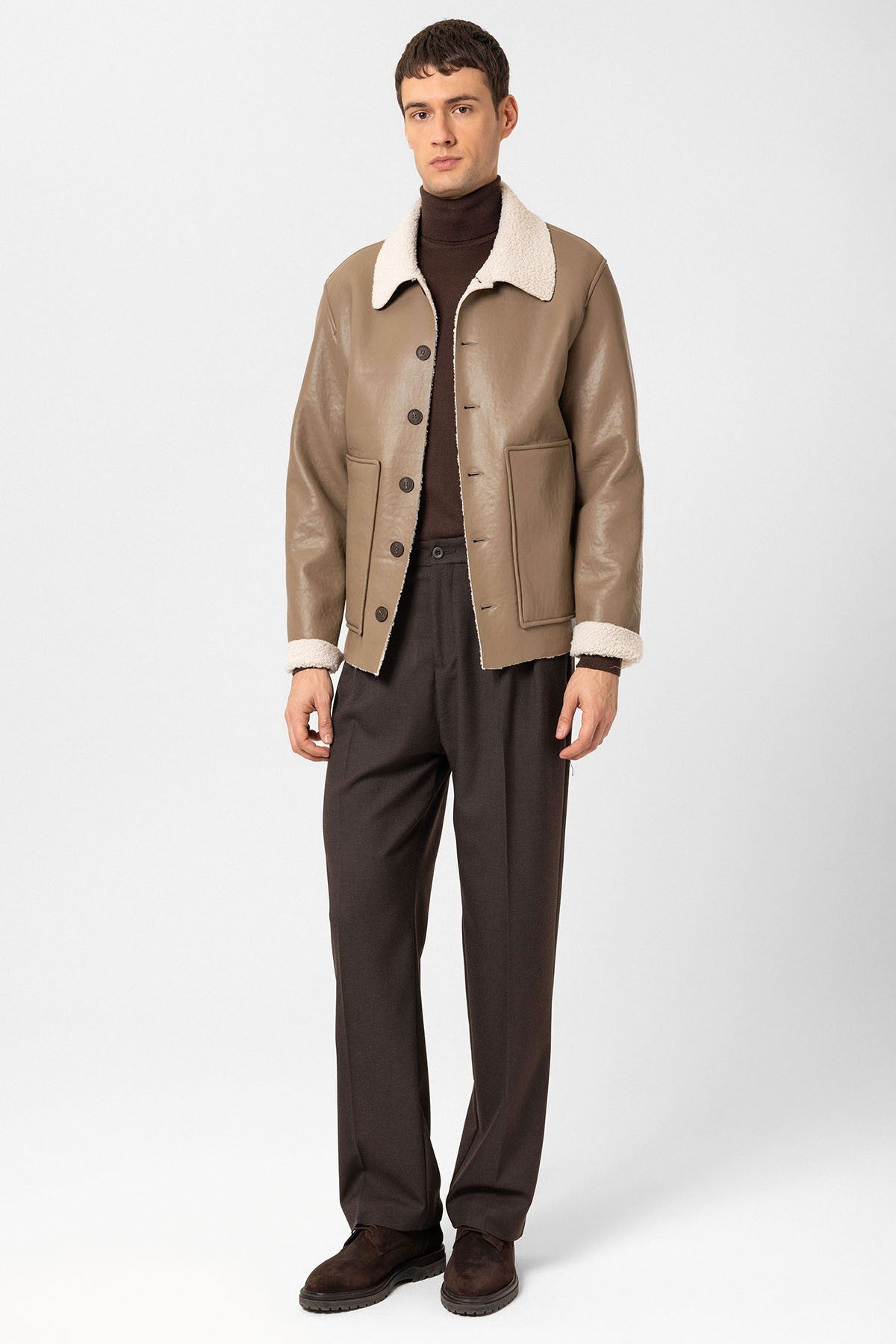Antioch Astar Detailed Faux Leather Men's Jacket