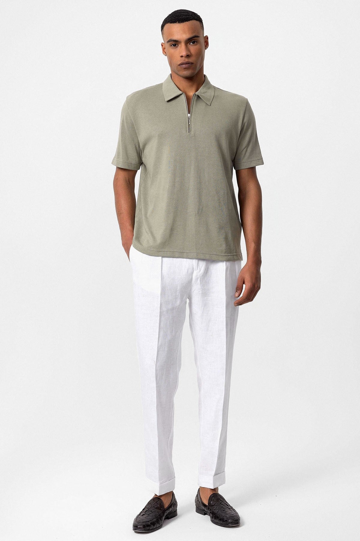 Antioch Polo-Neck Zipper Men's T-Shirt