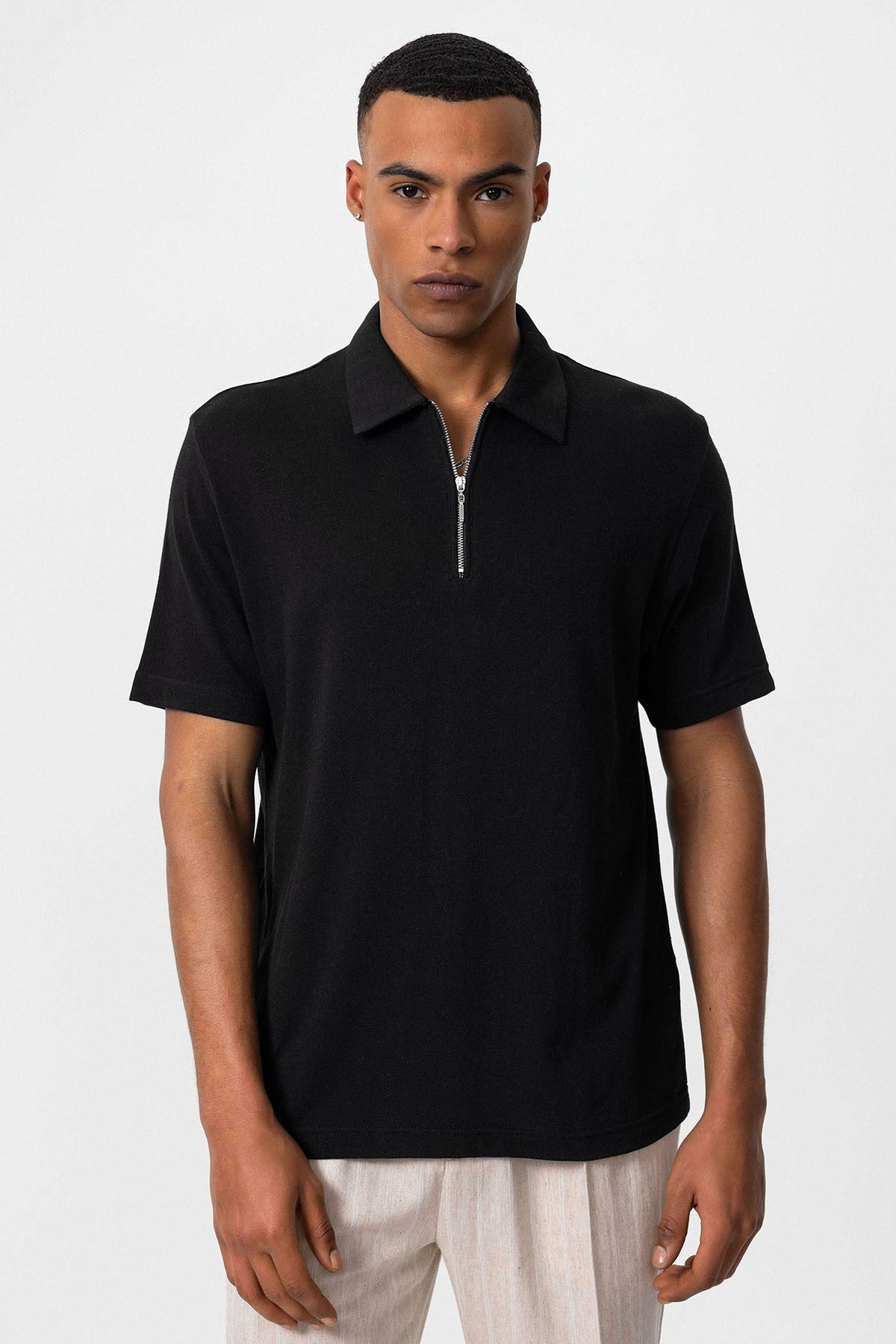 Antioch Polo-Neck Zipper Men's T-Shirt