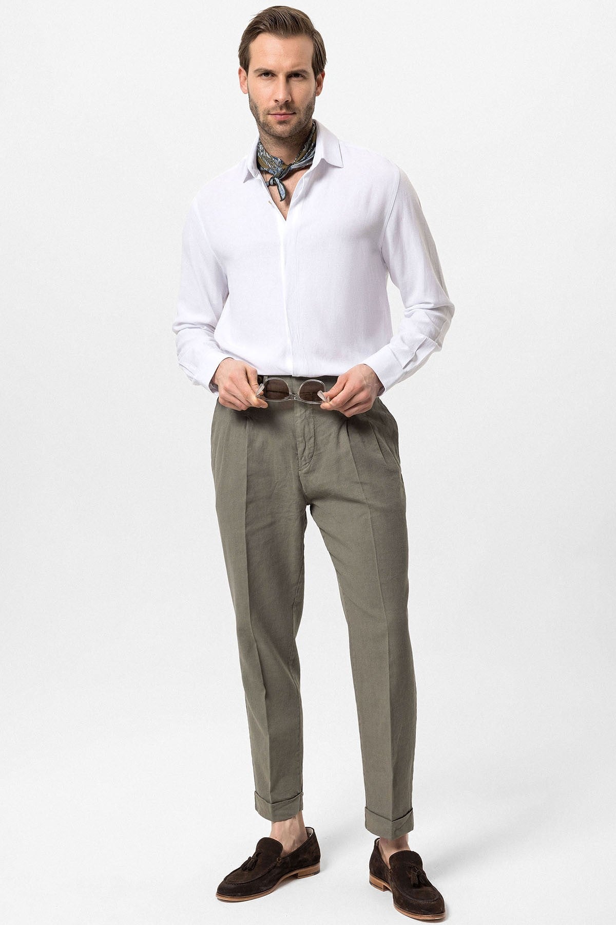 Antioch Hidden-Button Linen-Blend Men's Shirt