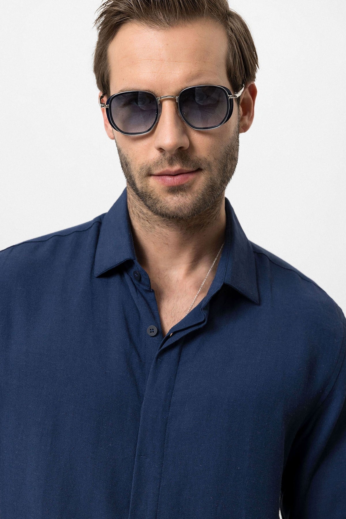 Antioch Hidden-Button Linen-Blend Men's Shirt