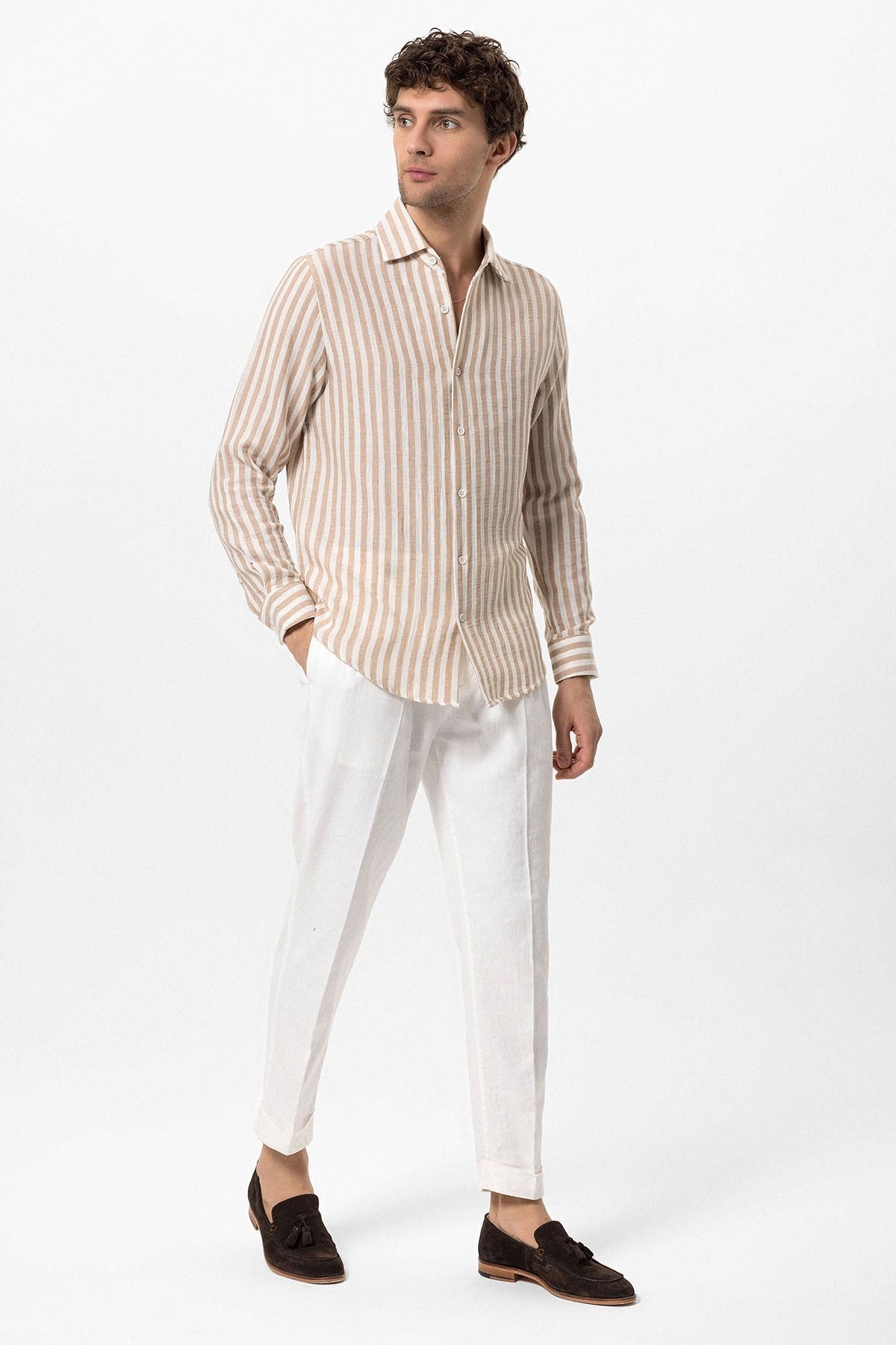 Men's Shirt with Contrast Stripes