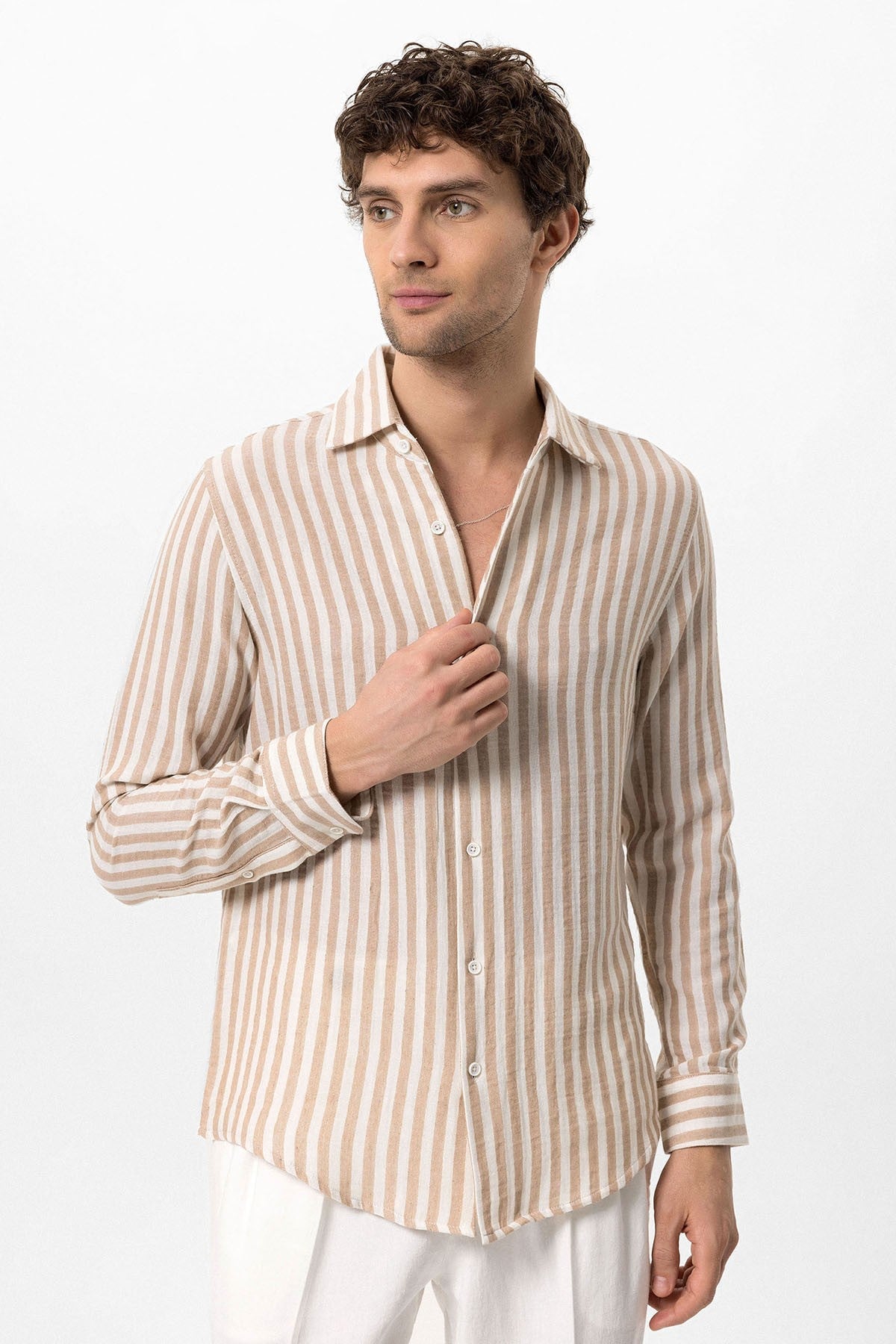 Men's Shirt with Contrast Stripes
