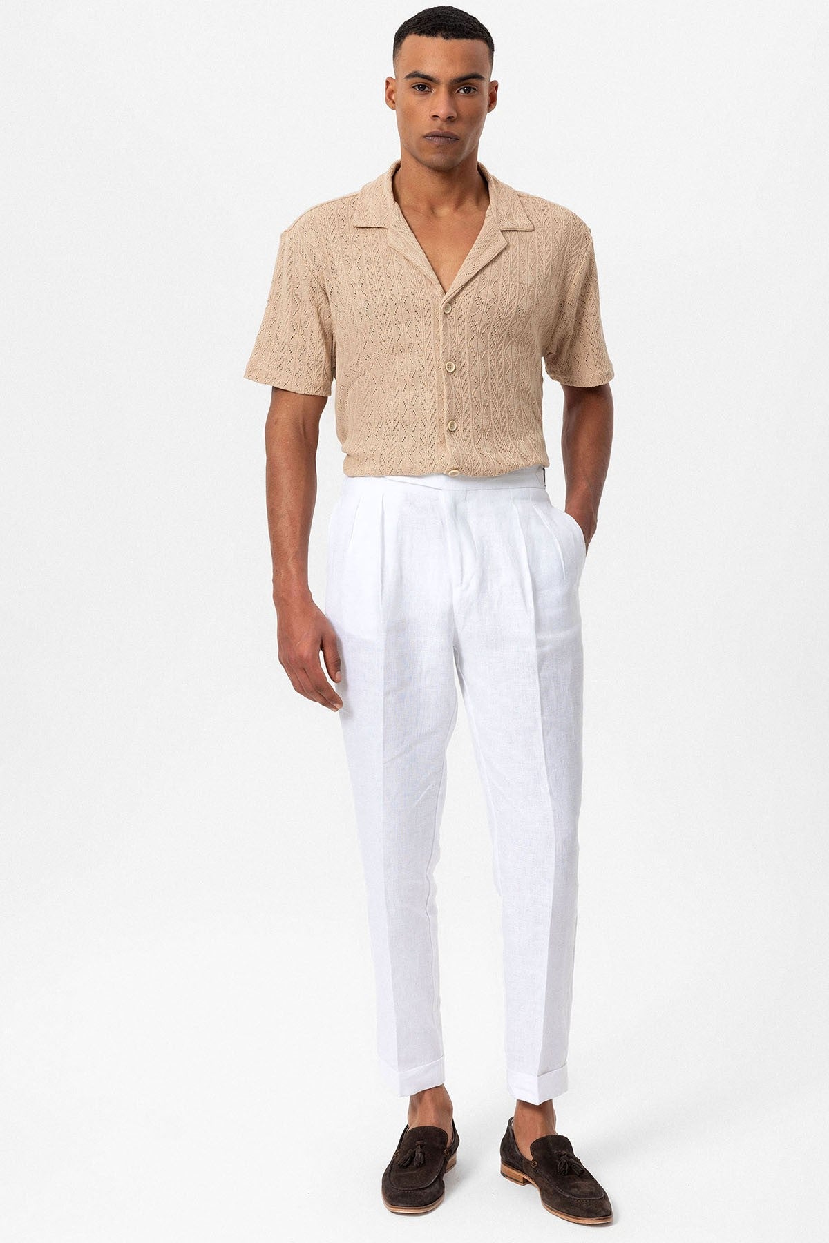 Antioch Men's Shirt with Apache Collar and Knitted Pattern