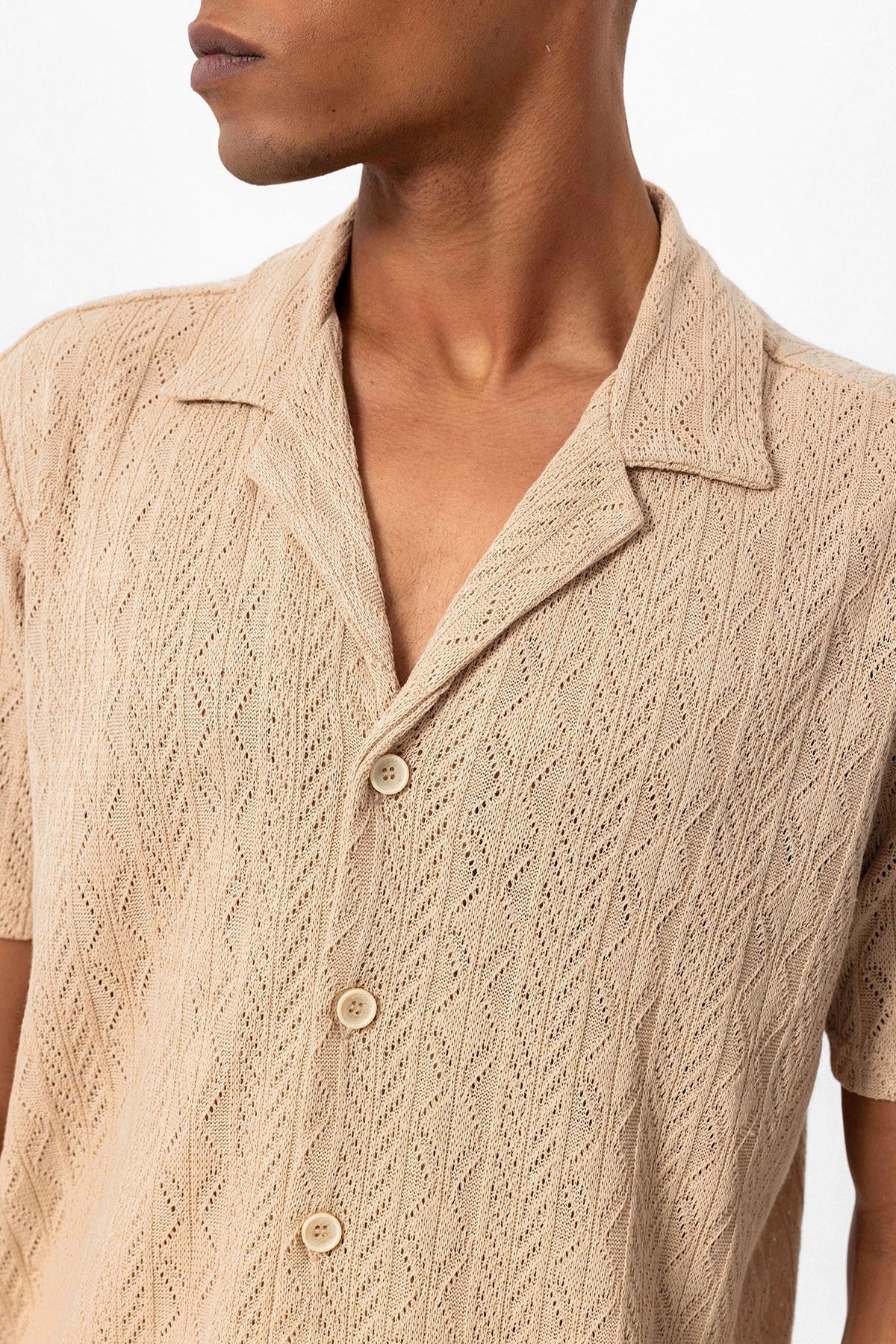 Antioch Men's Shirt with Apache Collar and Knitted Pattern