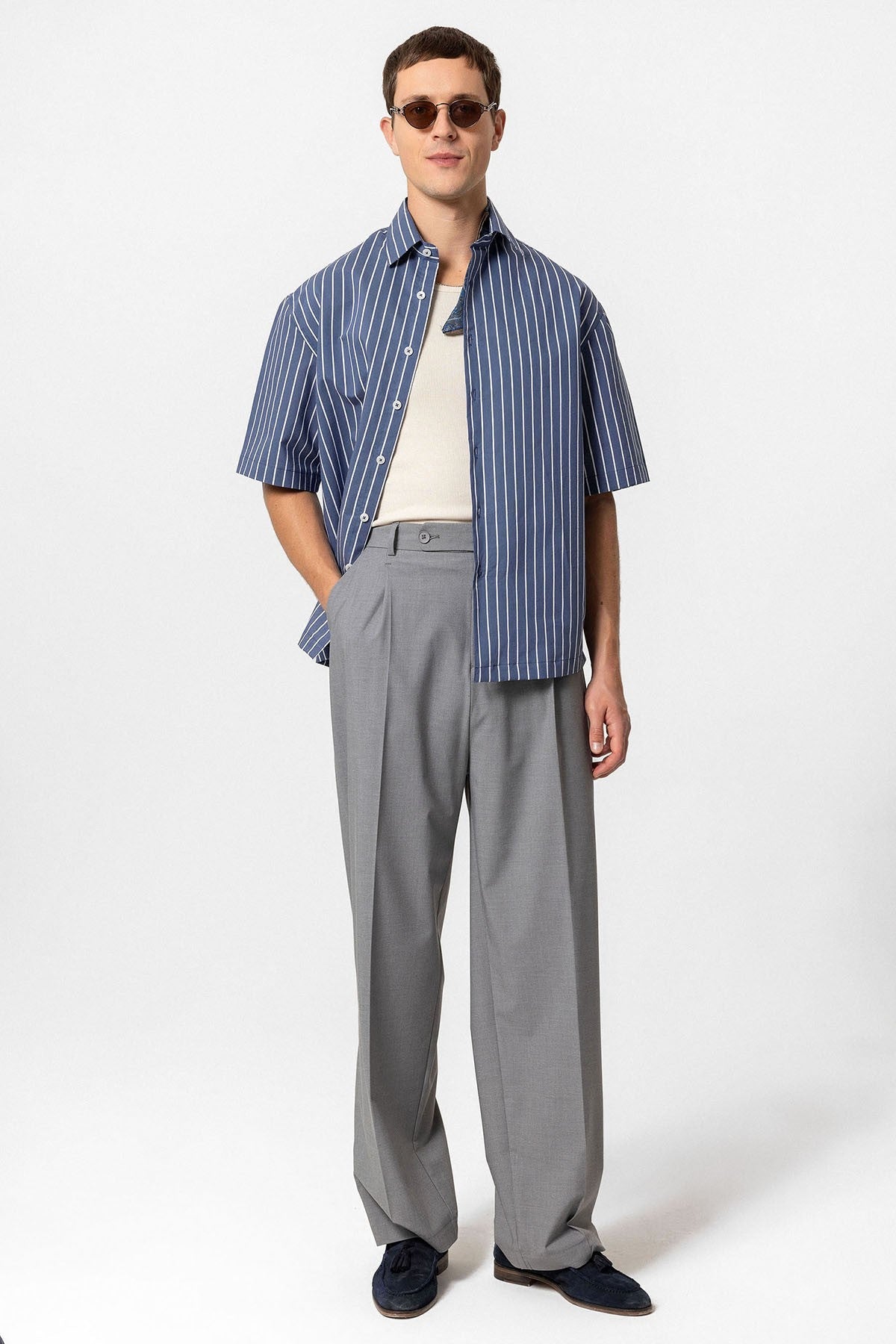 Antioch Oversized Short-Sleeve Striped Men's Shirt