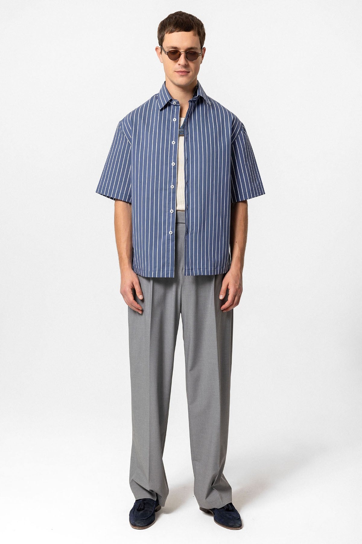Antioch Oversized Short-Sleeve Striped Men's Shirt