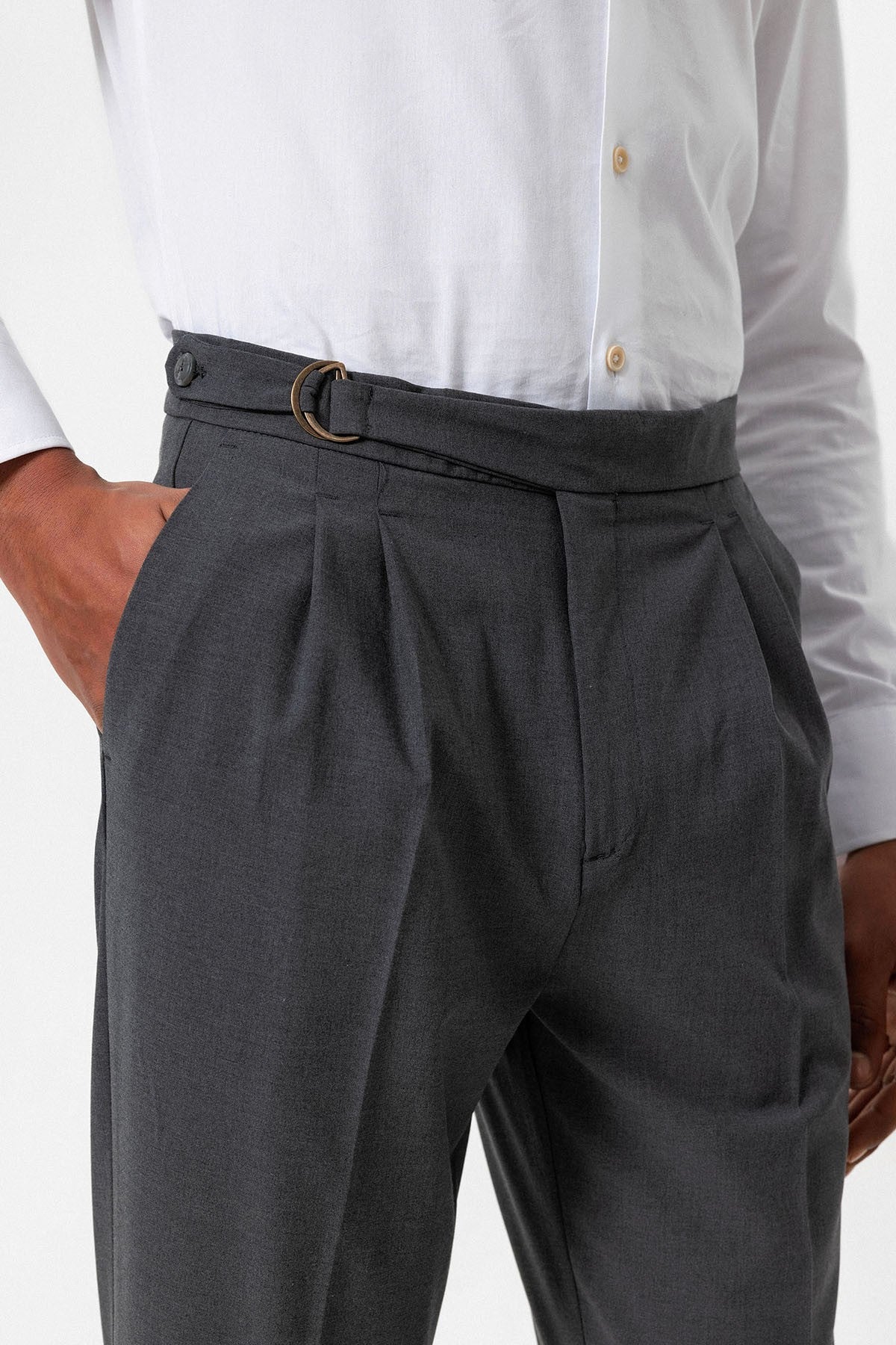 Antioch High-Waisted Buckle-Closure Pleated Men's Pants