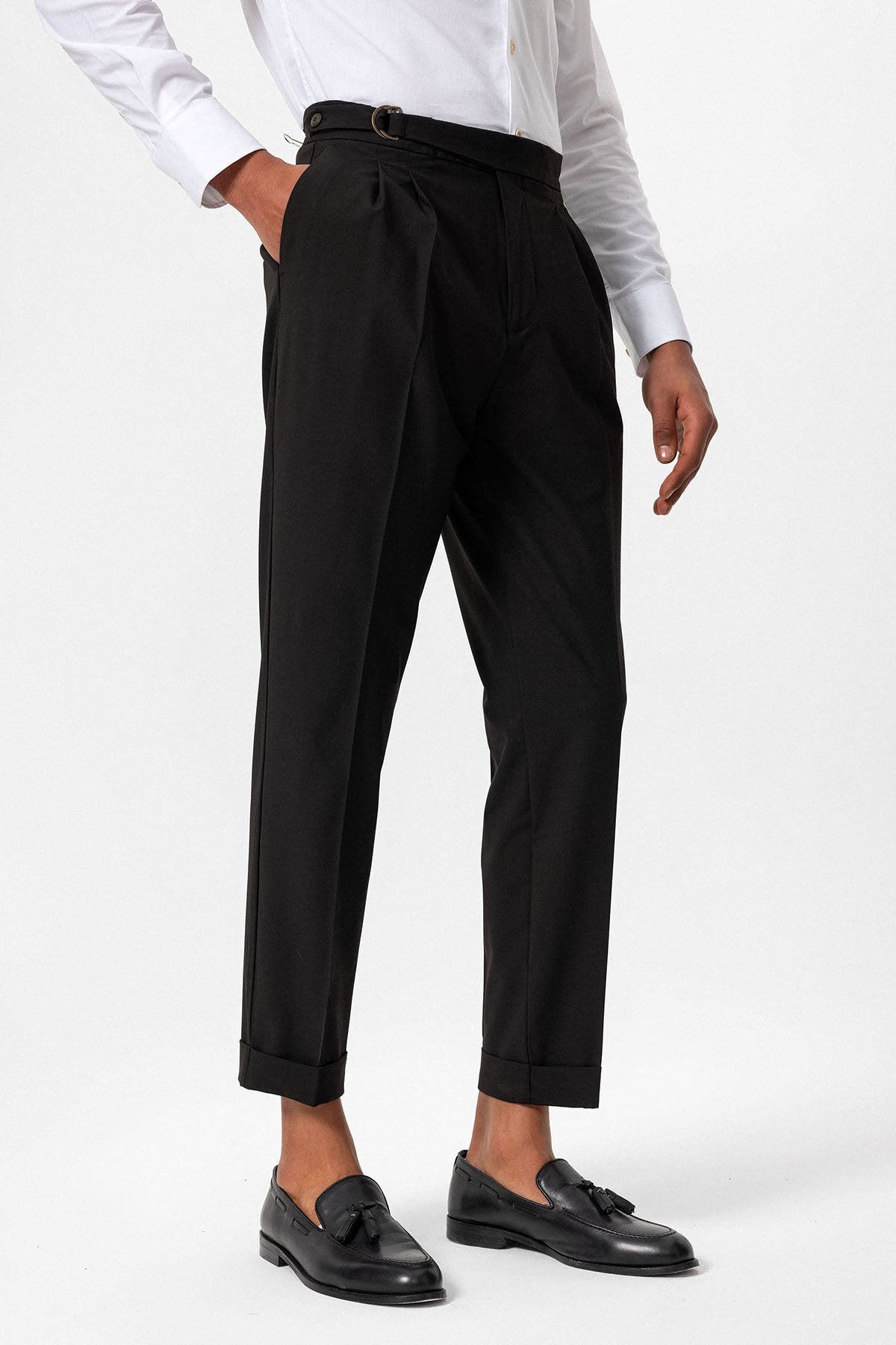 Antioch High-Waisted Buckle-Closure Pleated Men's Pants