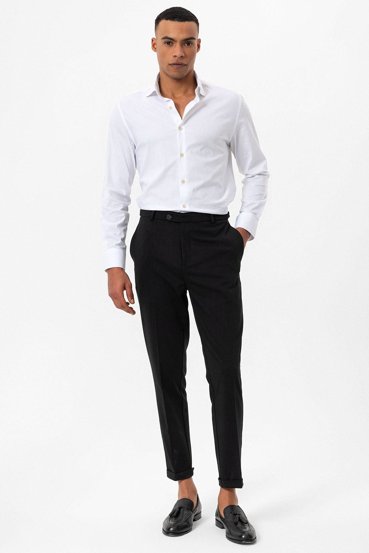 Slim-Fit Men's Pants with Double-Wide Legs