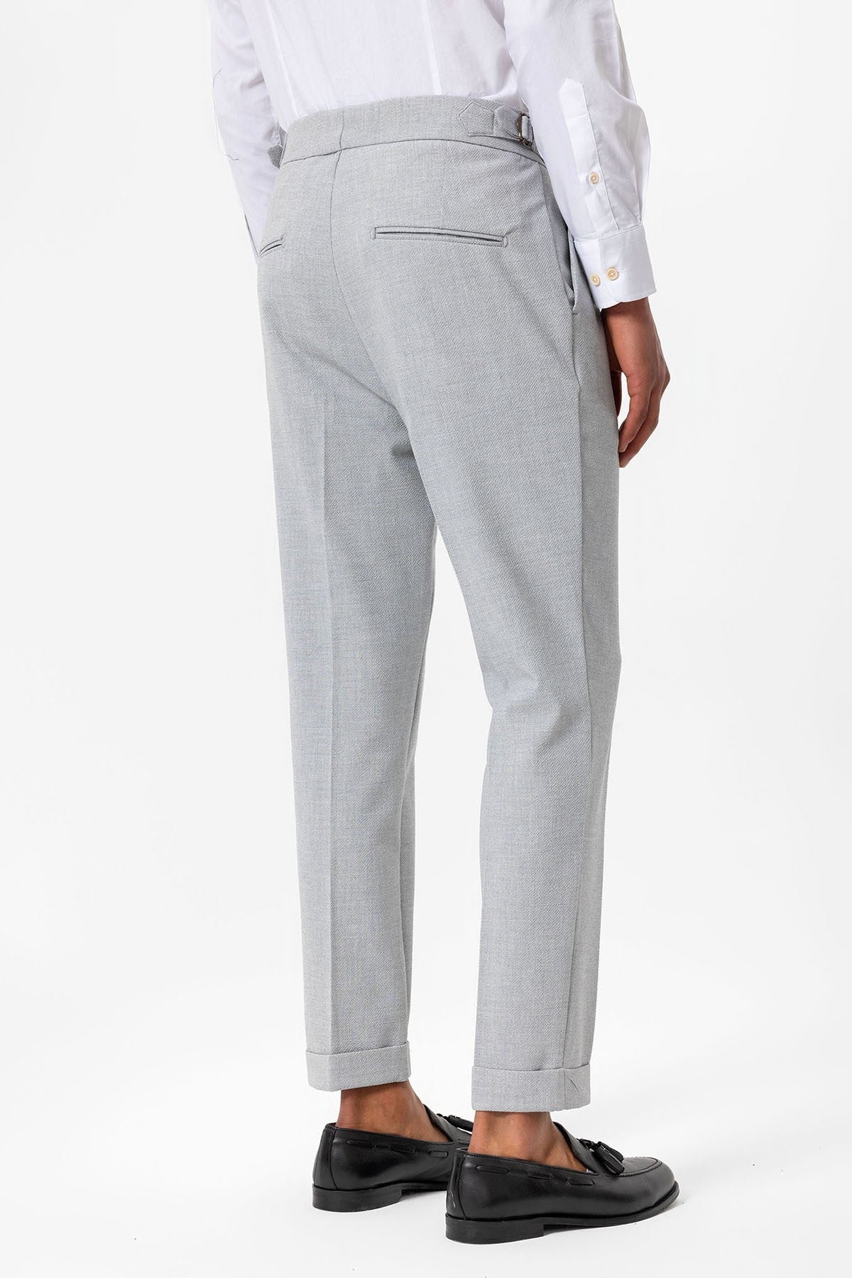 High-Waisted Pleated Textured Men's Pants