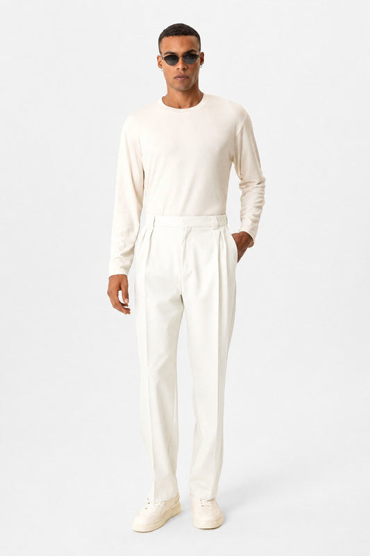 High-Waisted Pleated Relaxed-Fit Baggy Men's Pants