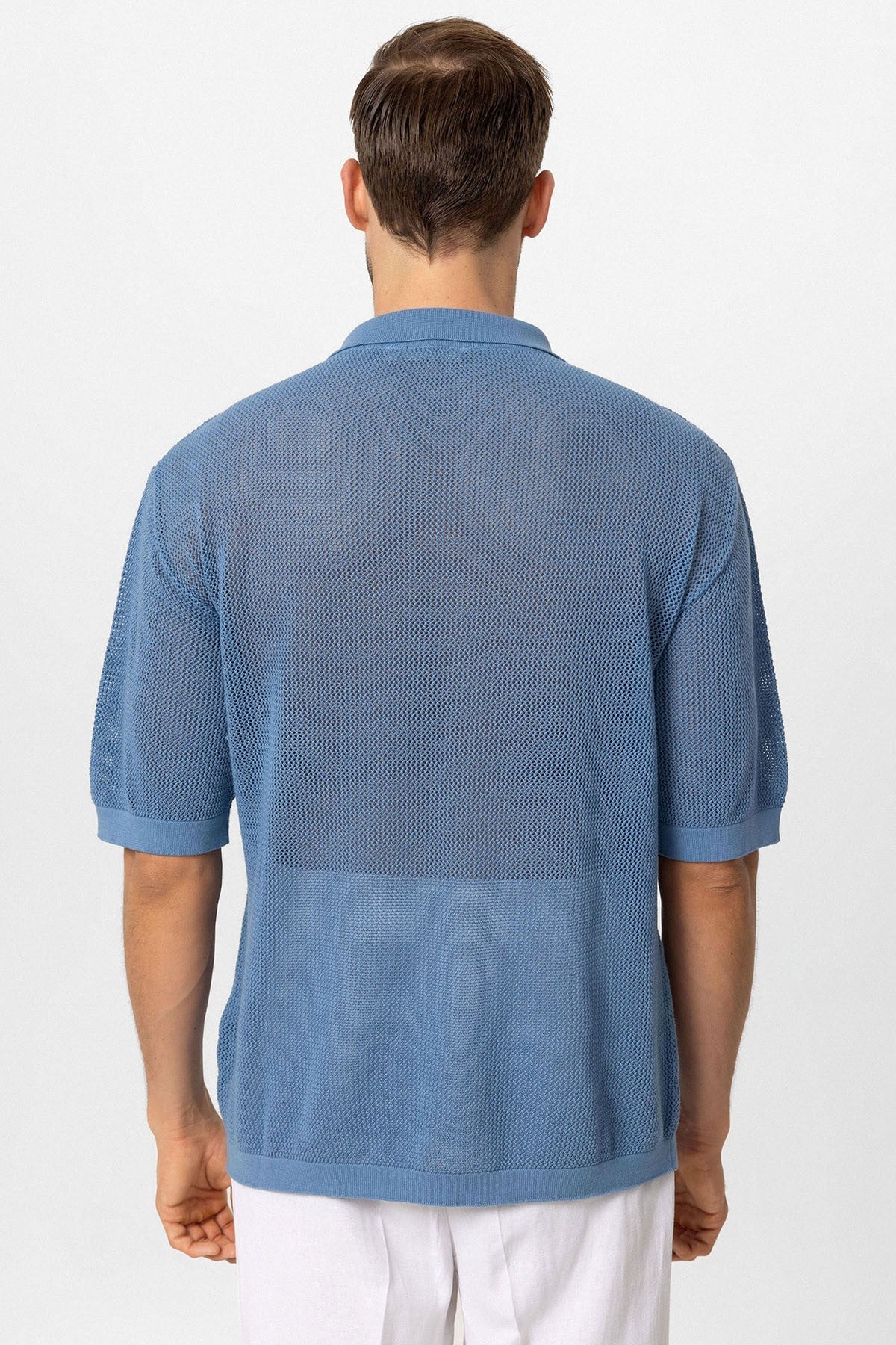 Men's Polo-Neck Openwork T-Shirt