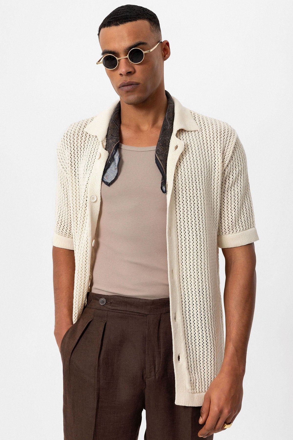 Antioch Short-Sleeved Openwork Men's Shirt