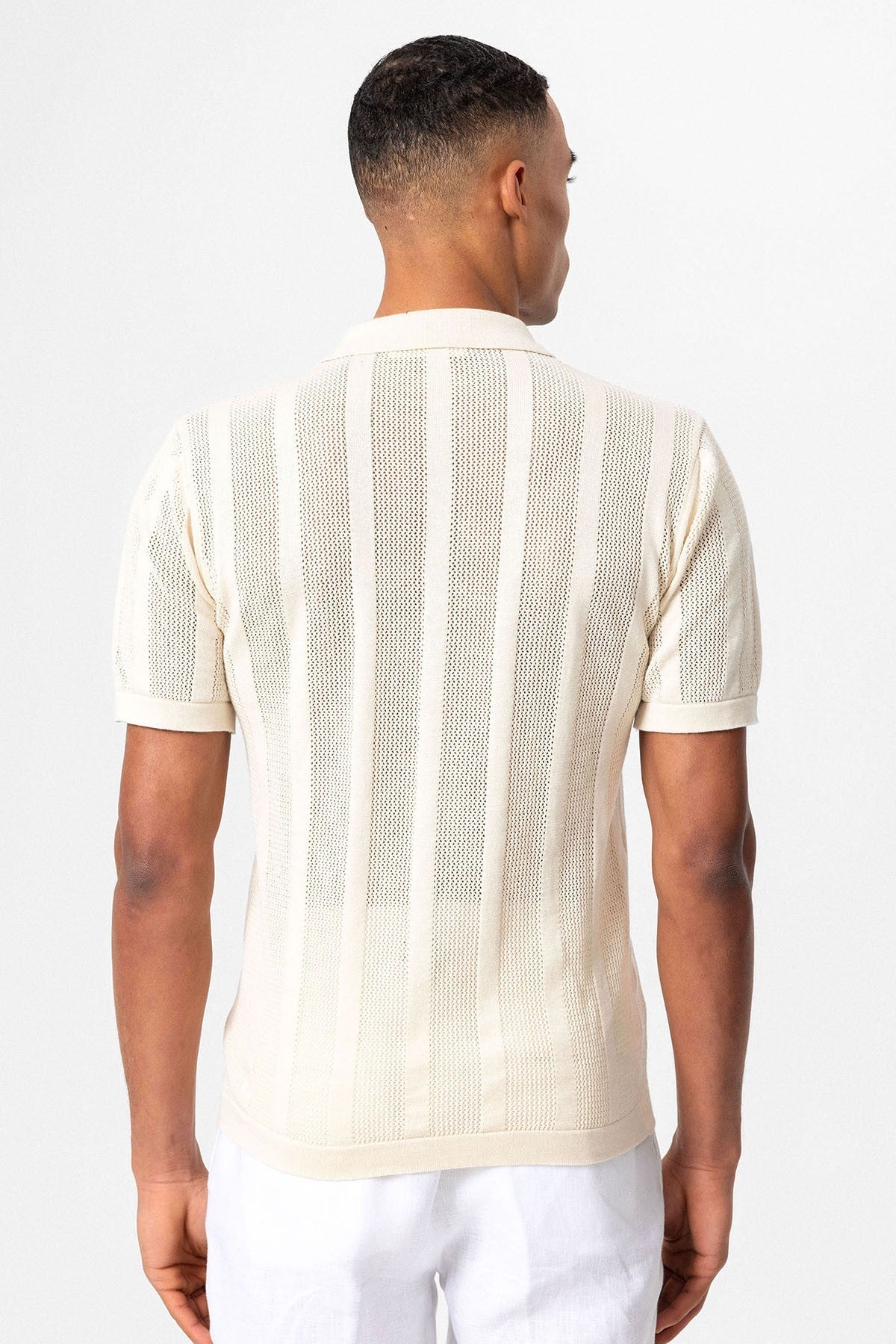 Antioch Polo-Neck Zipper-Front Knit Men's T-Shirt