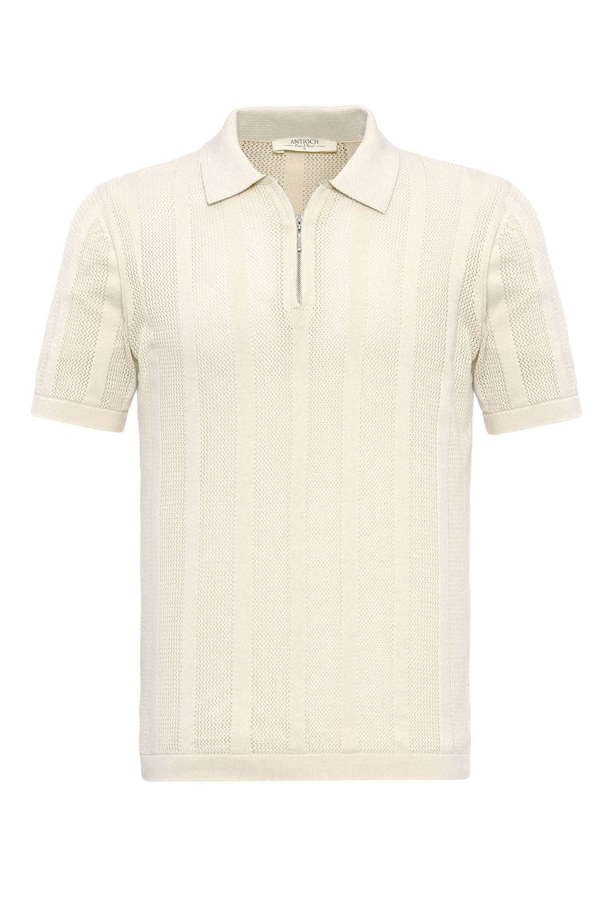 Antioch Polo-Neck Zipper-Front Knit Men's T-Shirt