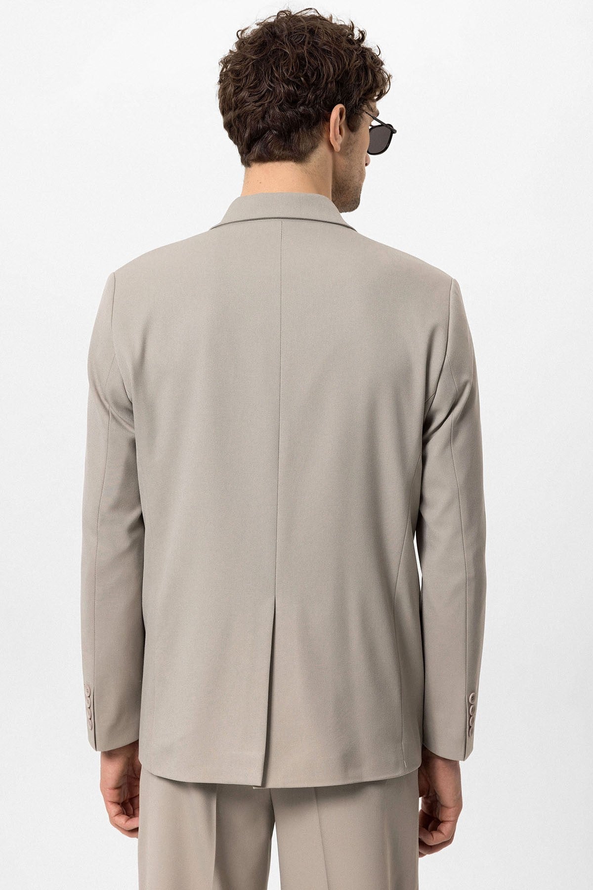Men's Double-Breasted Blazer with Slit Pockets