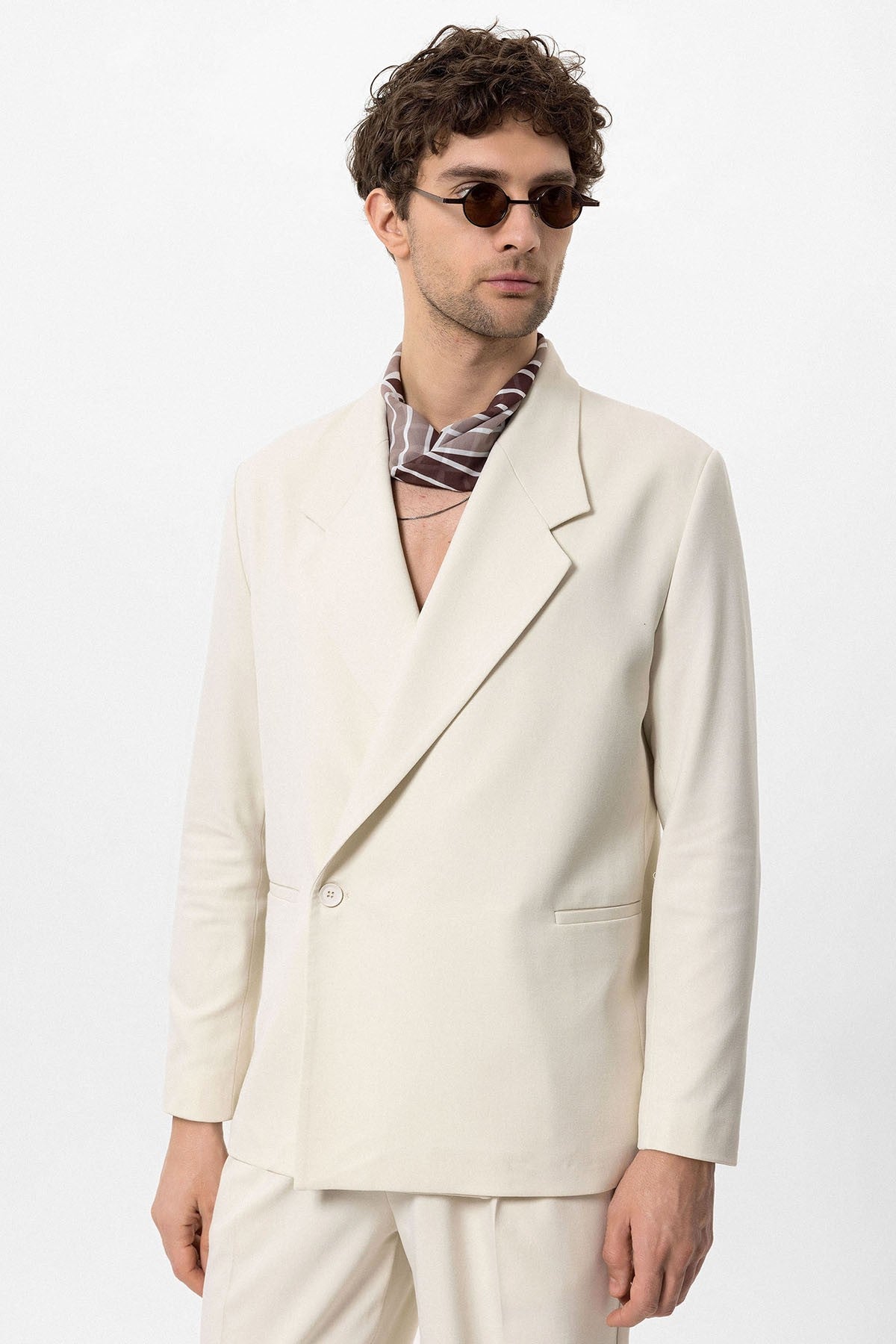 Men's Double-Breasted Blazer with Slit Pockets