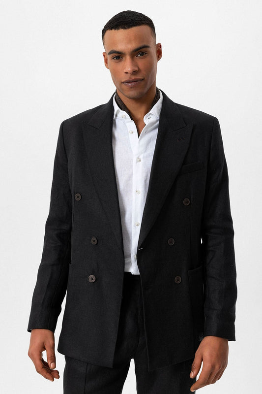 100% Linen Double-Breasted Men's Blazer