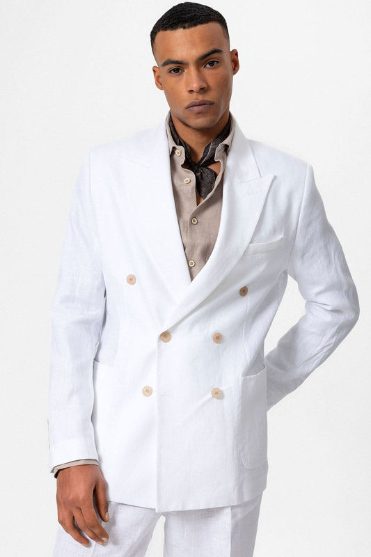 100% Linen Double-Breasted Men's Blazer