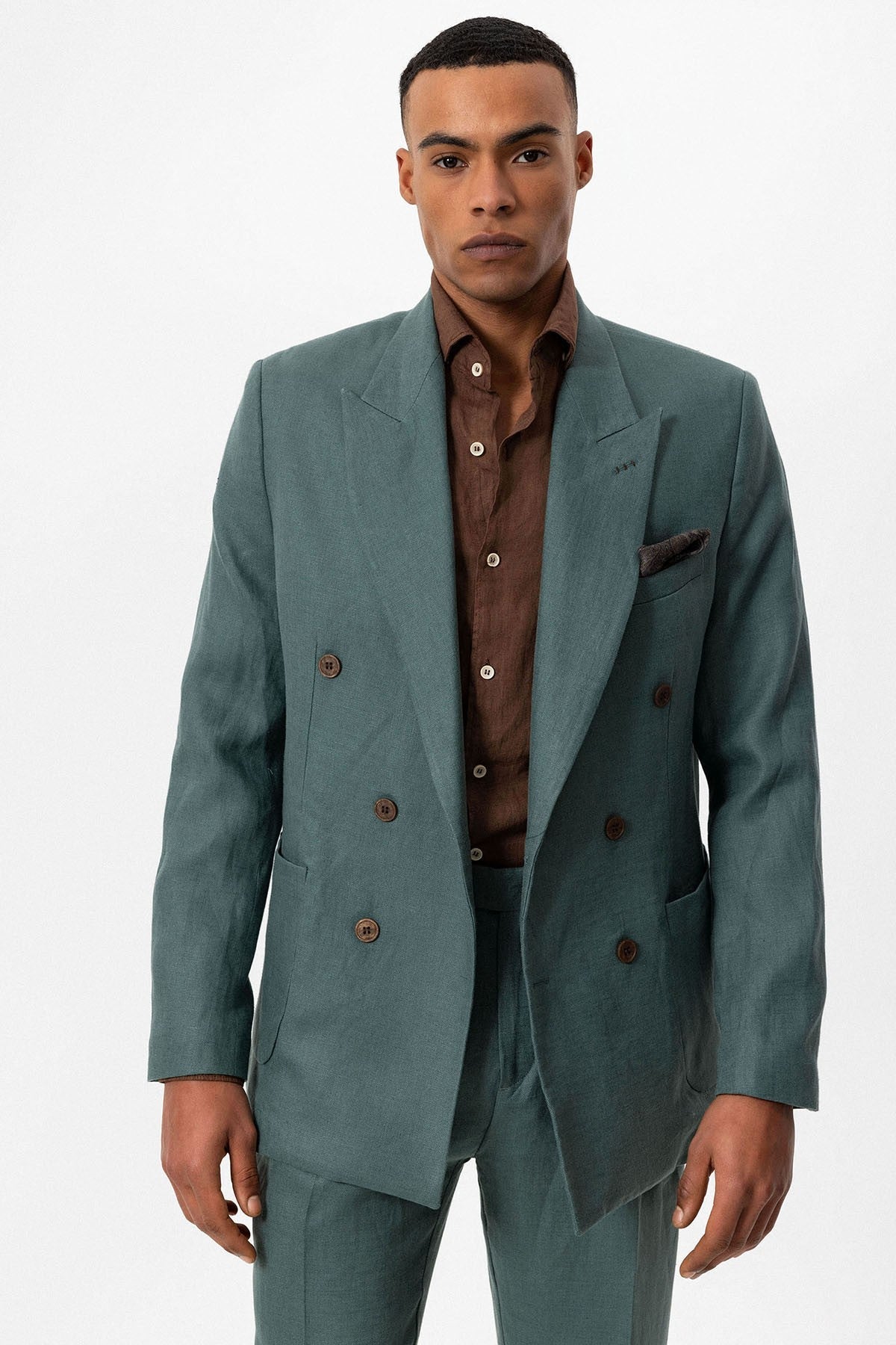 100% Linen Double-Breasted Men's Blazer