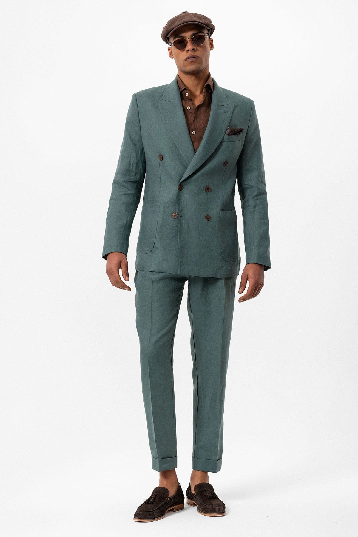 100% Linen Double-Breasted Men's Blazer