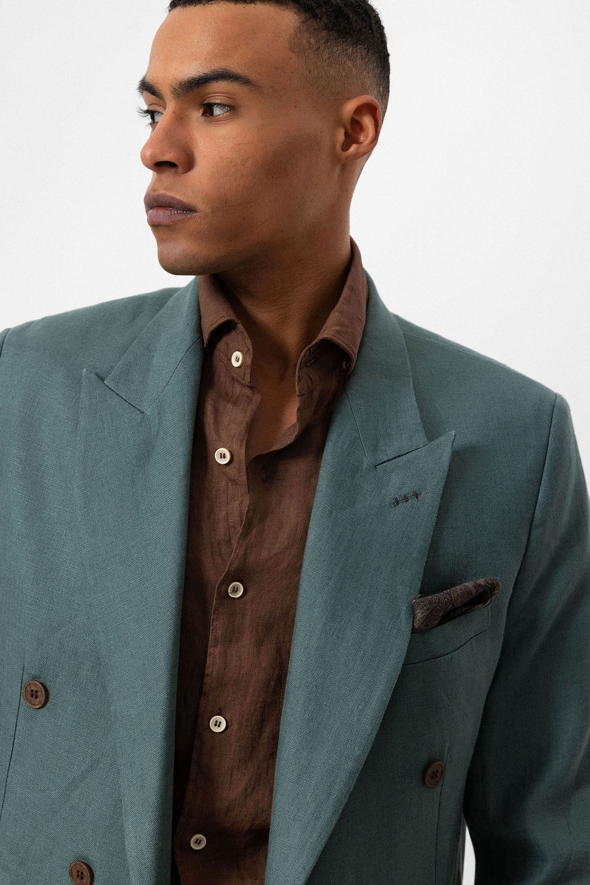 100% Linen Double-Breasted Men's Blazer