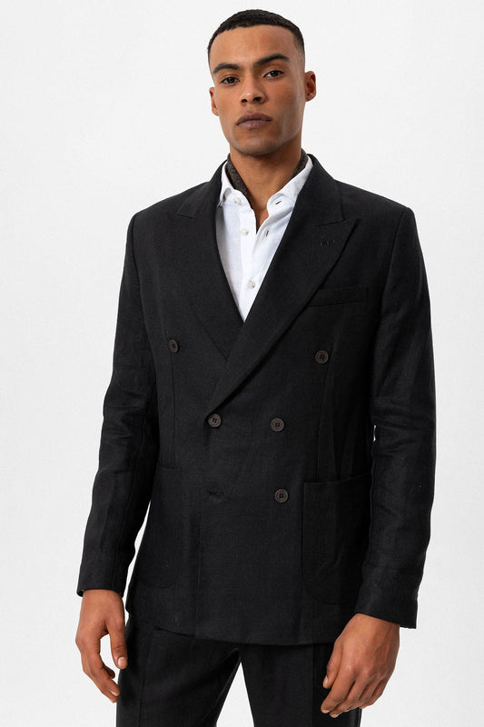 100% Linen Double-Breasted Men's Blazer