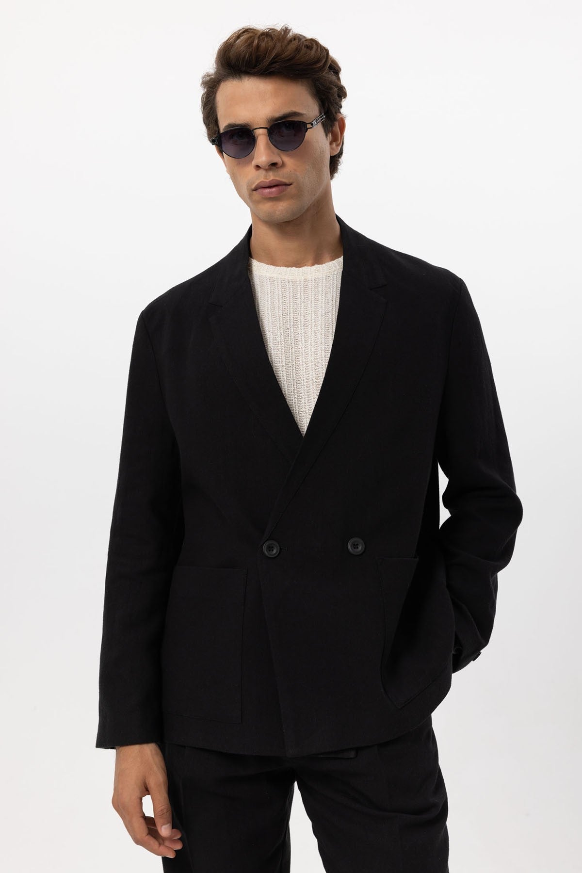 Antioch Linen-Blend Double-Breasted Men's Blazer