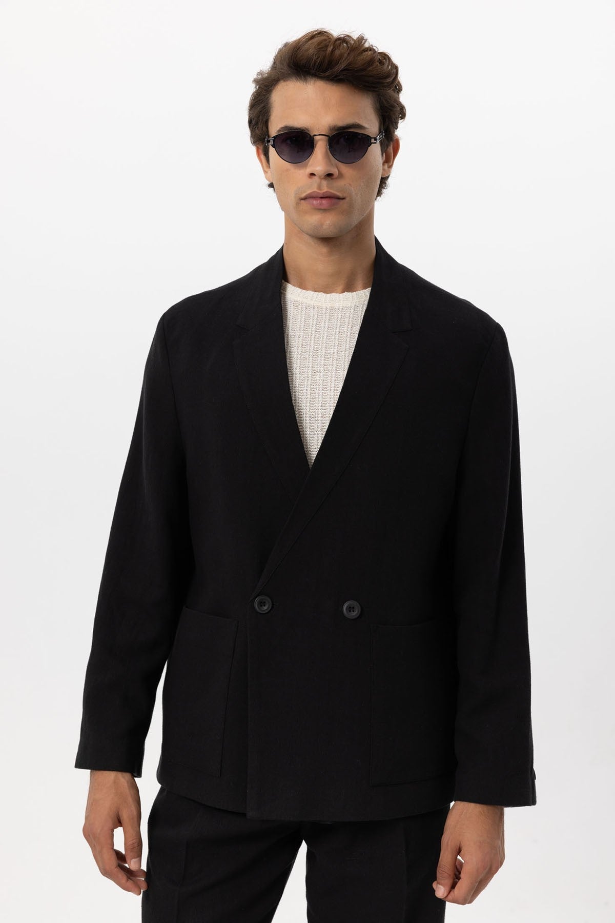 Antioch Linen-Blend Double-Breasted Men's Blazer