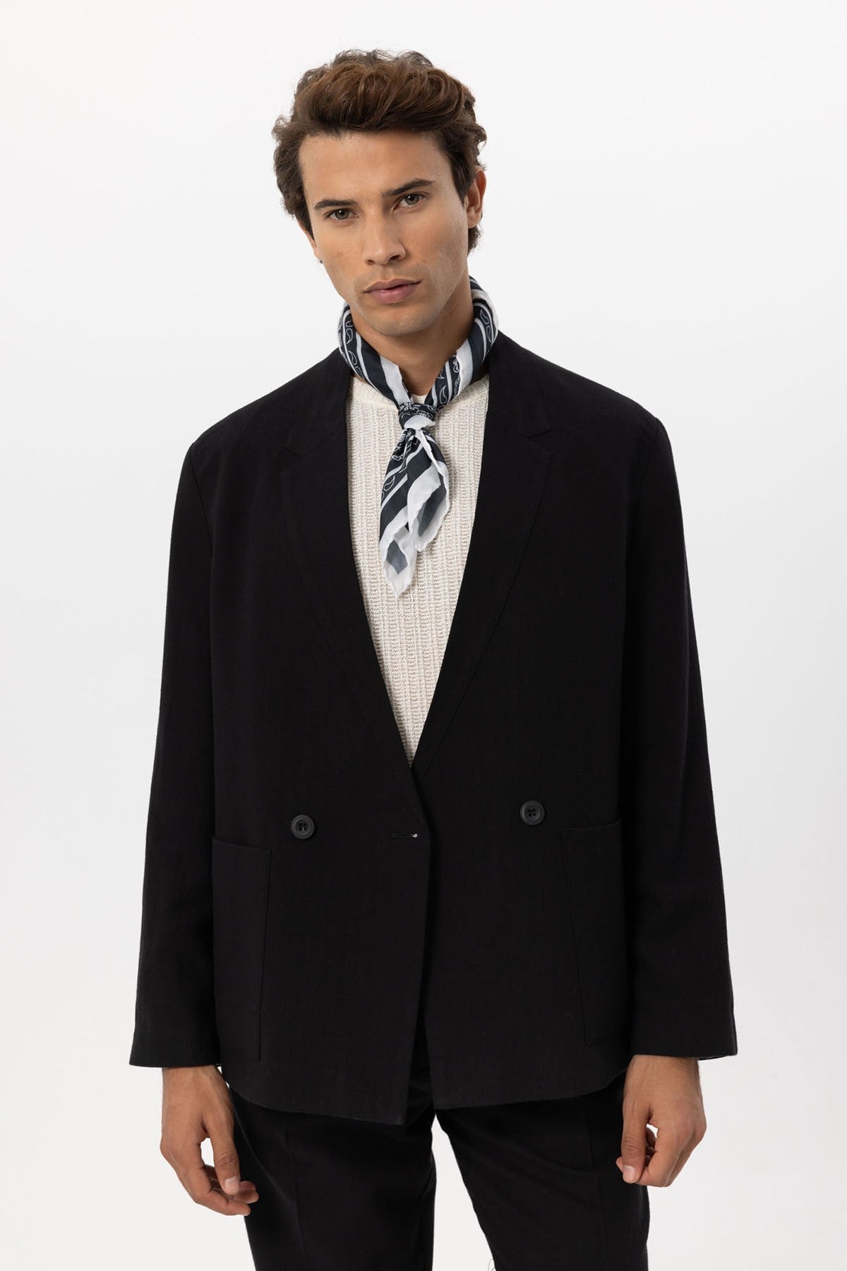 Antioch Linen-Blend Double-Breasted Men's Blazer
