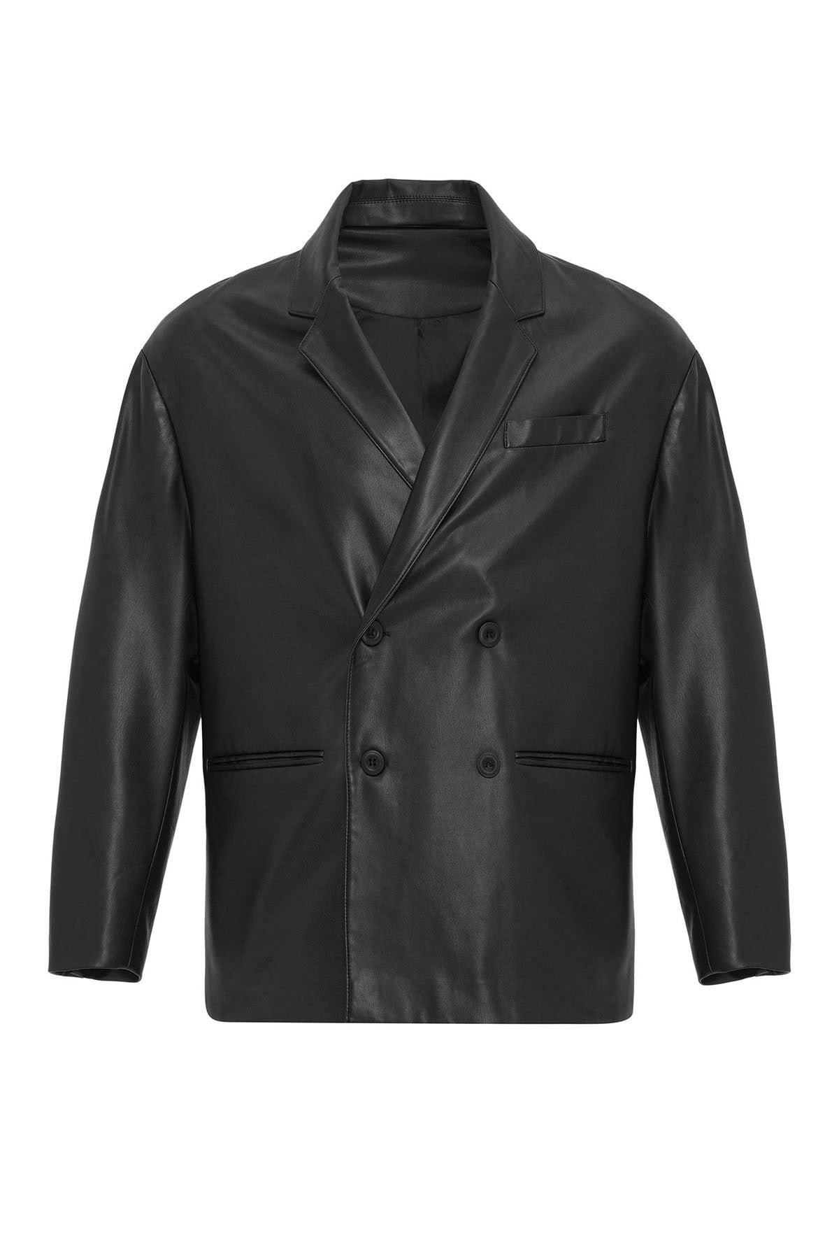 Antioch Faux Leather Double-Breasted Men's Jacket
