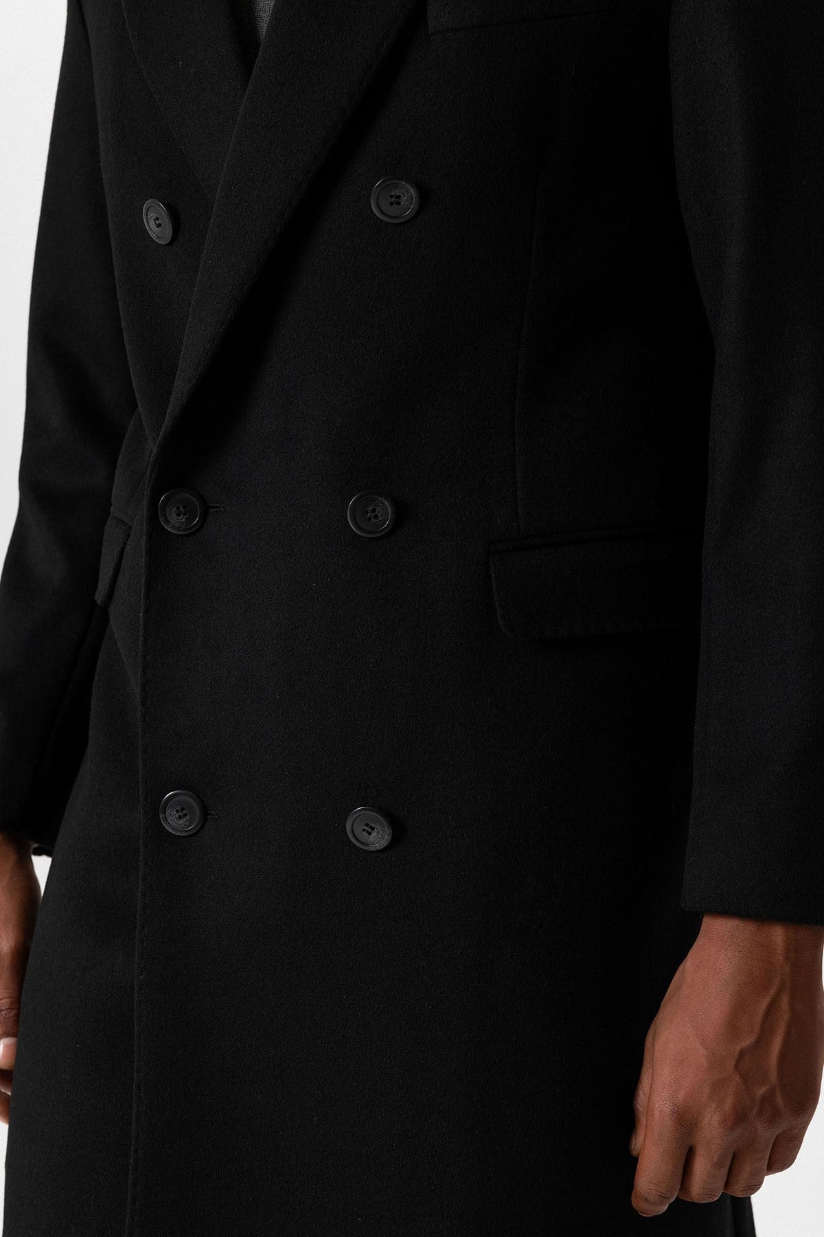 Men's Double-Breasted Coat with Wool Blend