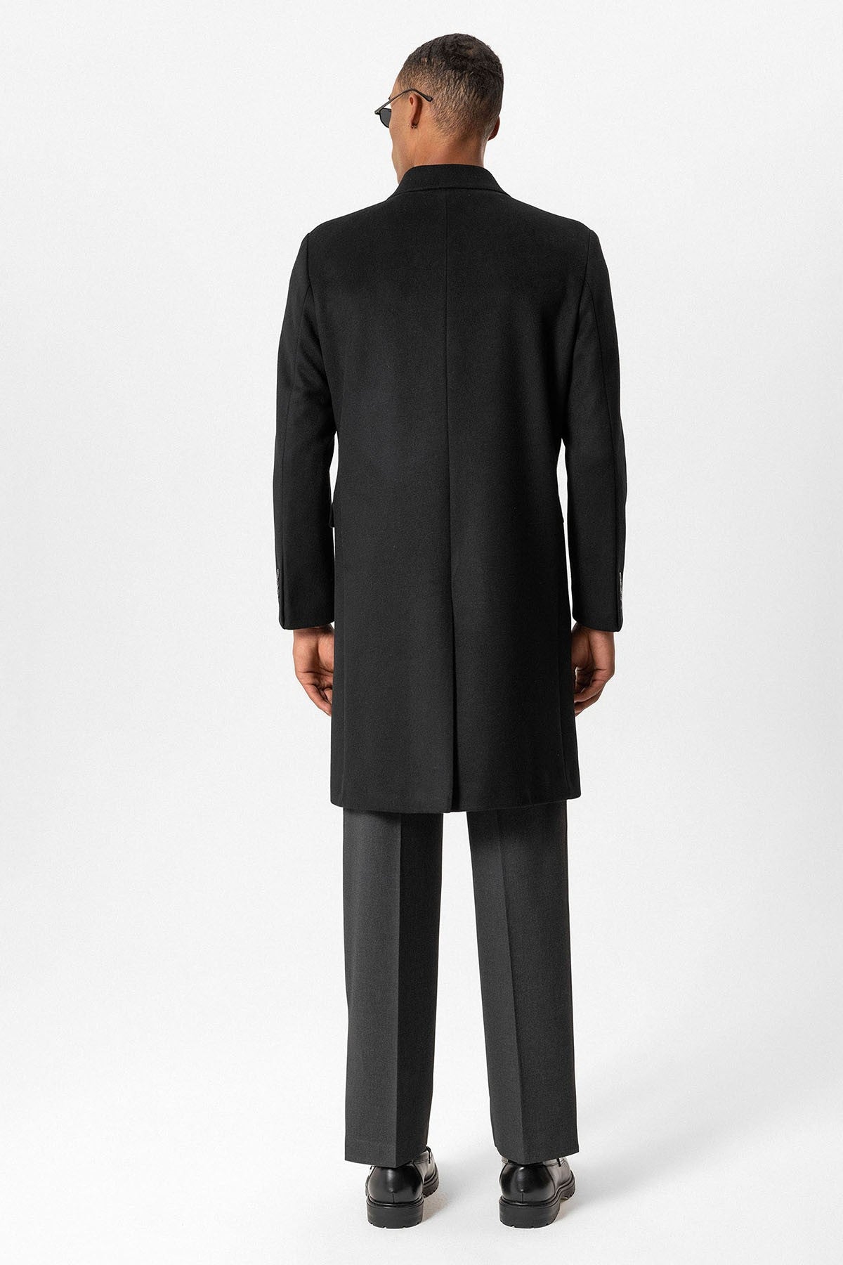 Men's Double-Breasted Coat with Wool Blend