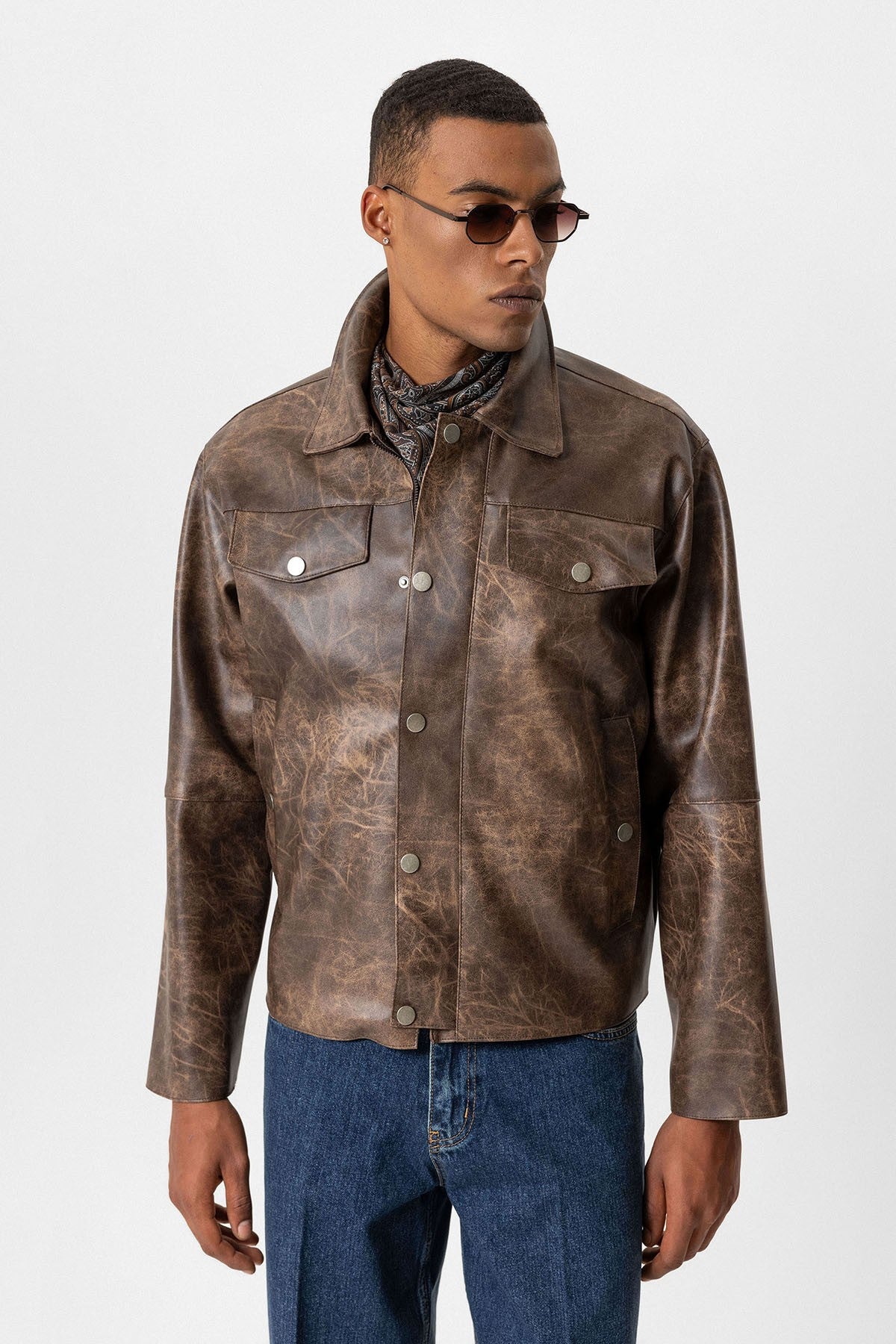Antioch Crop Fit Faux Leather Men's Jacket