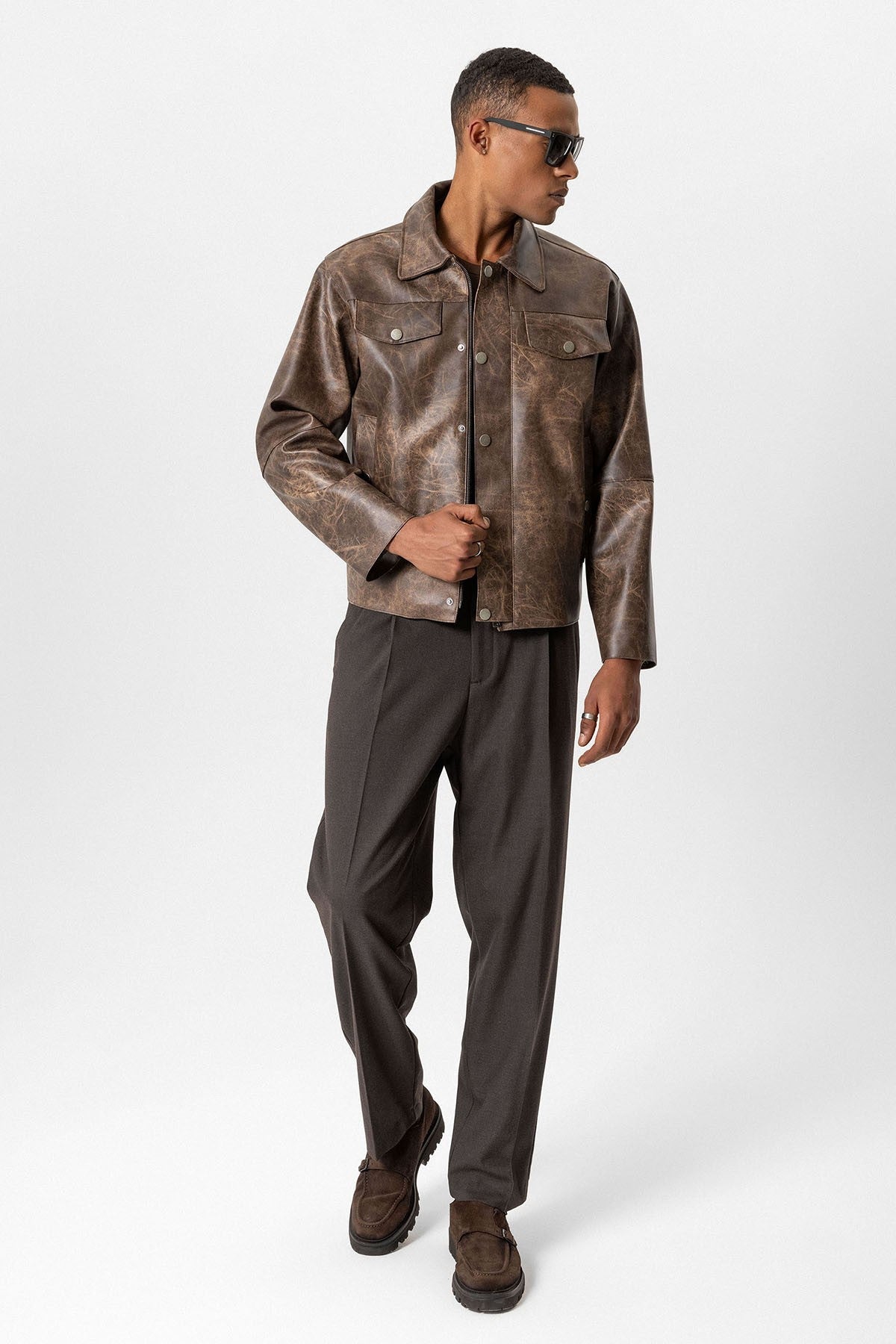 Antioch Crop Fit Faux Leather Men's Jacket