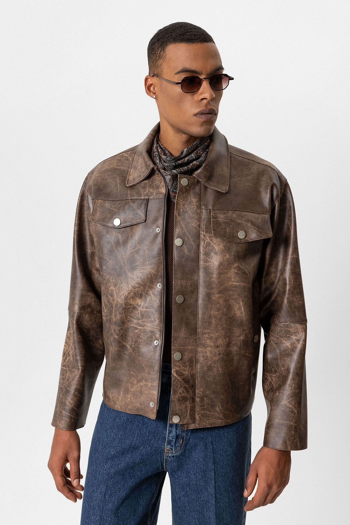 Antioch Crop Fit Faux Leather Men's Jacket