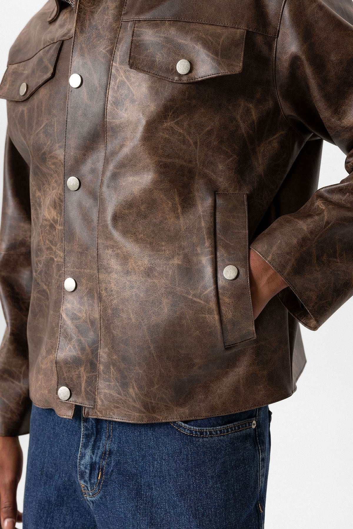 Antioch Crop Fit Faux Leather Men's Jacket