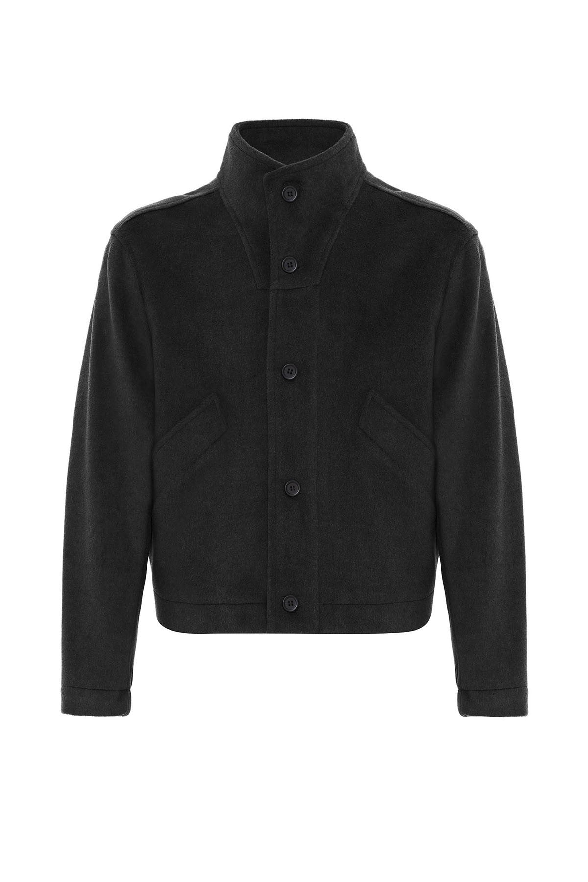 Men's Wool-Blend Stand-Up Collar Coat
